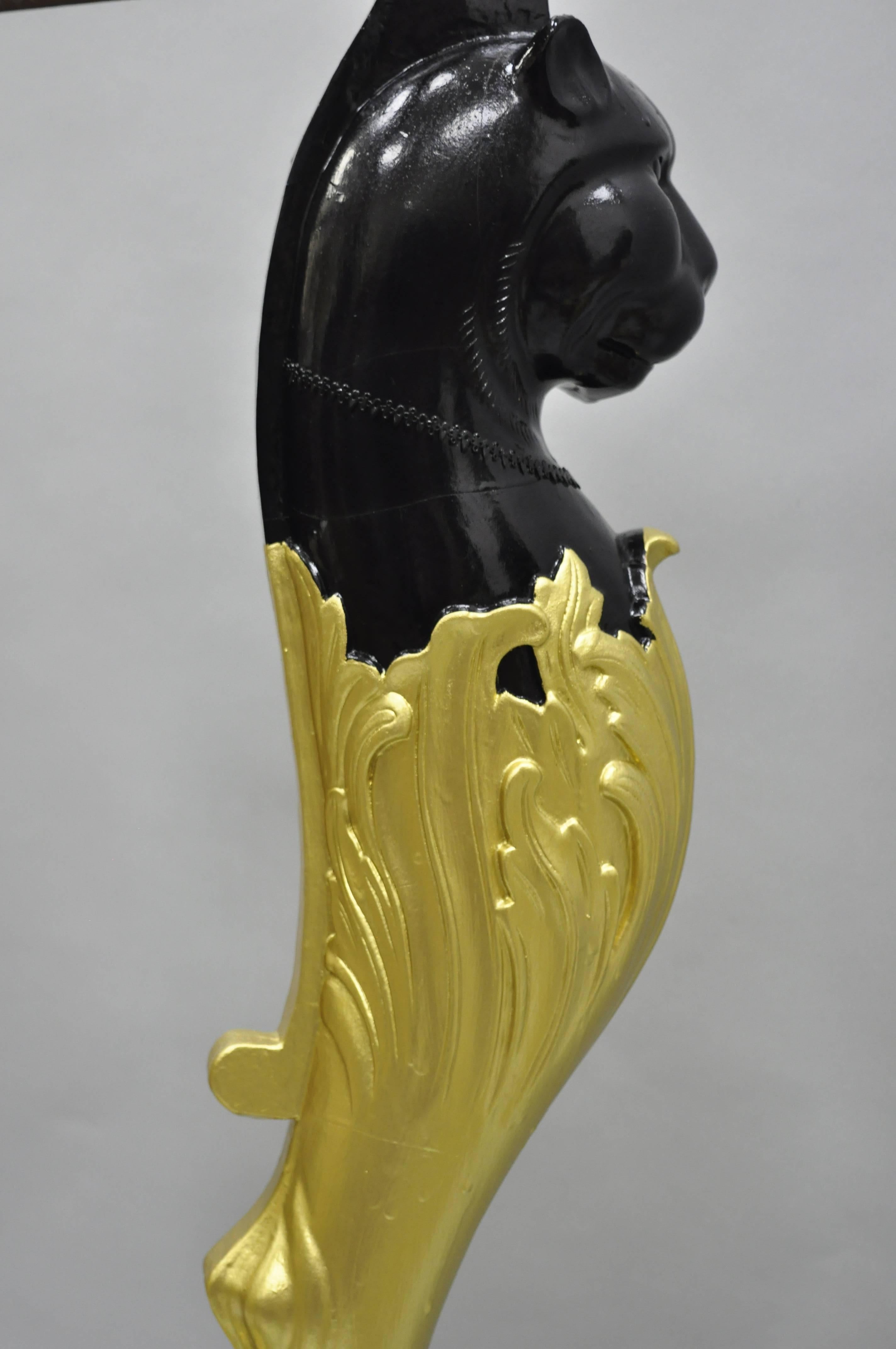 Pair of Terracotta & Granite French Empire Black & Gold Lion Center Side Tables 4