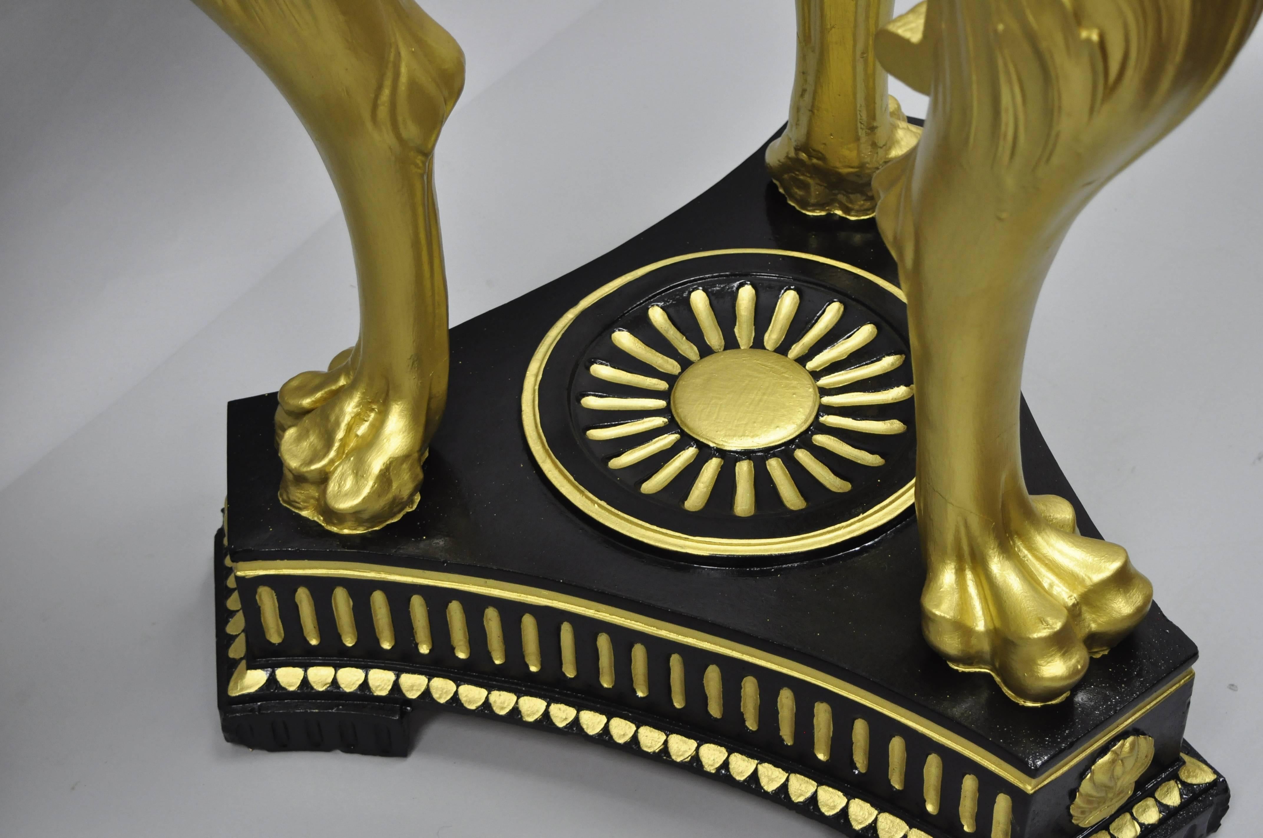 Pair of Terracotta & Granite French Empire Black & Gold Lion Center Side Tables 7