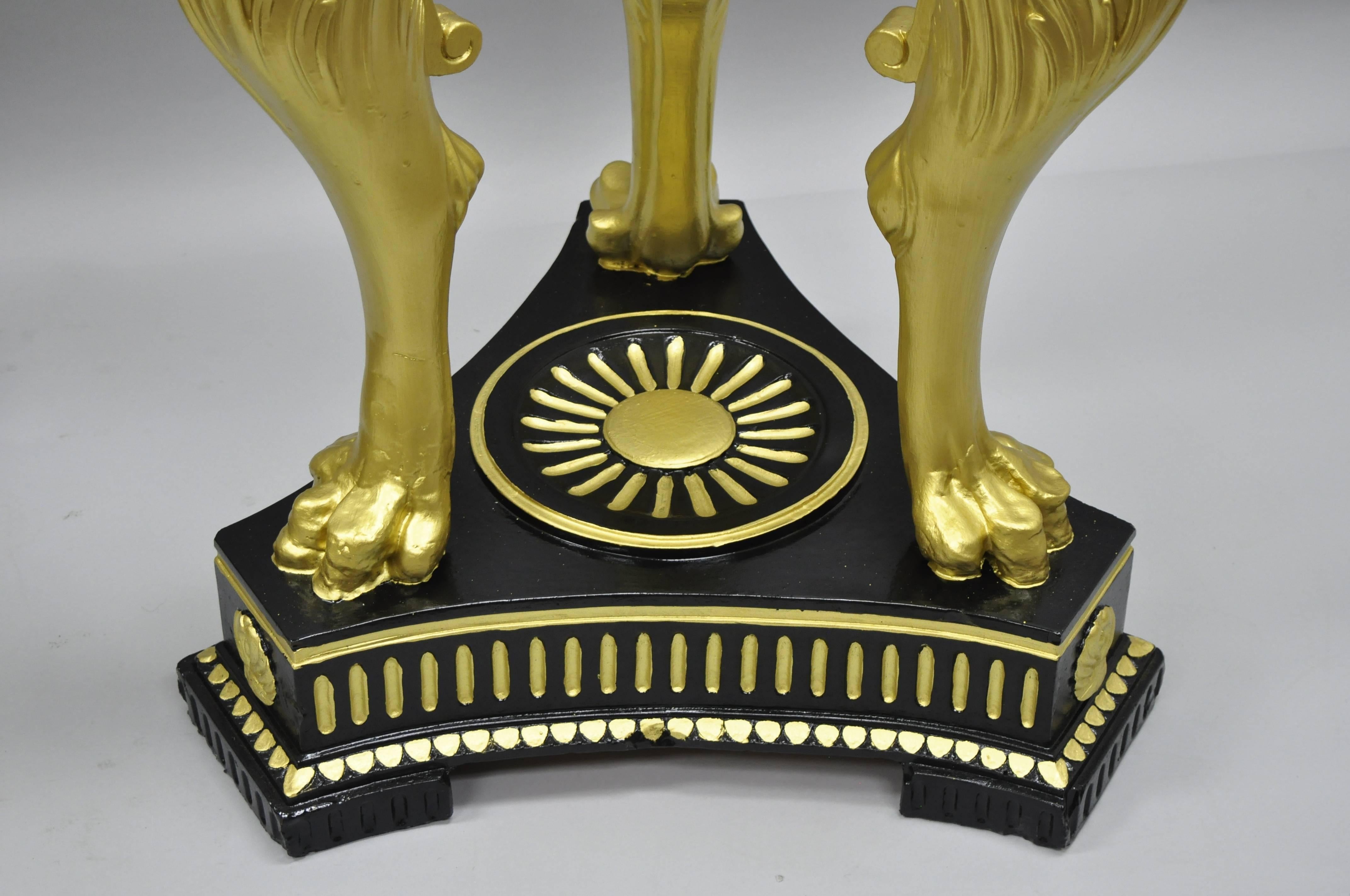 Pair of Terracotta & Granite French Empire Black & Gold Lion Center Side Tables 8