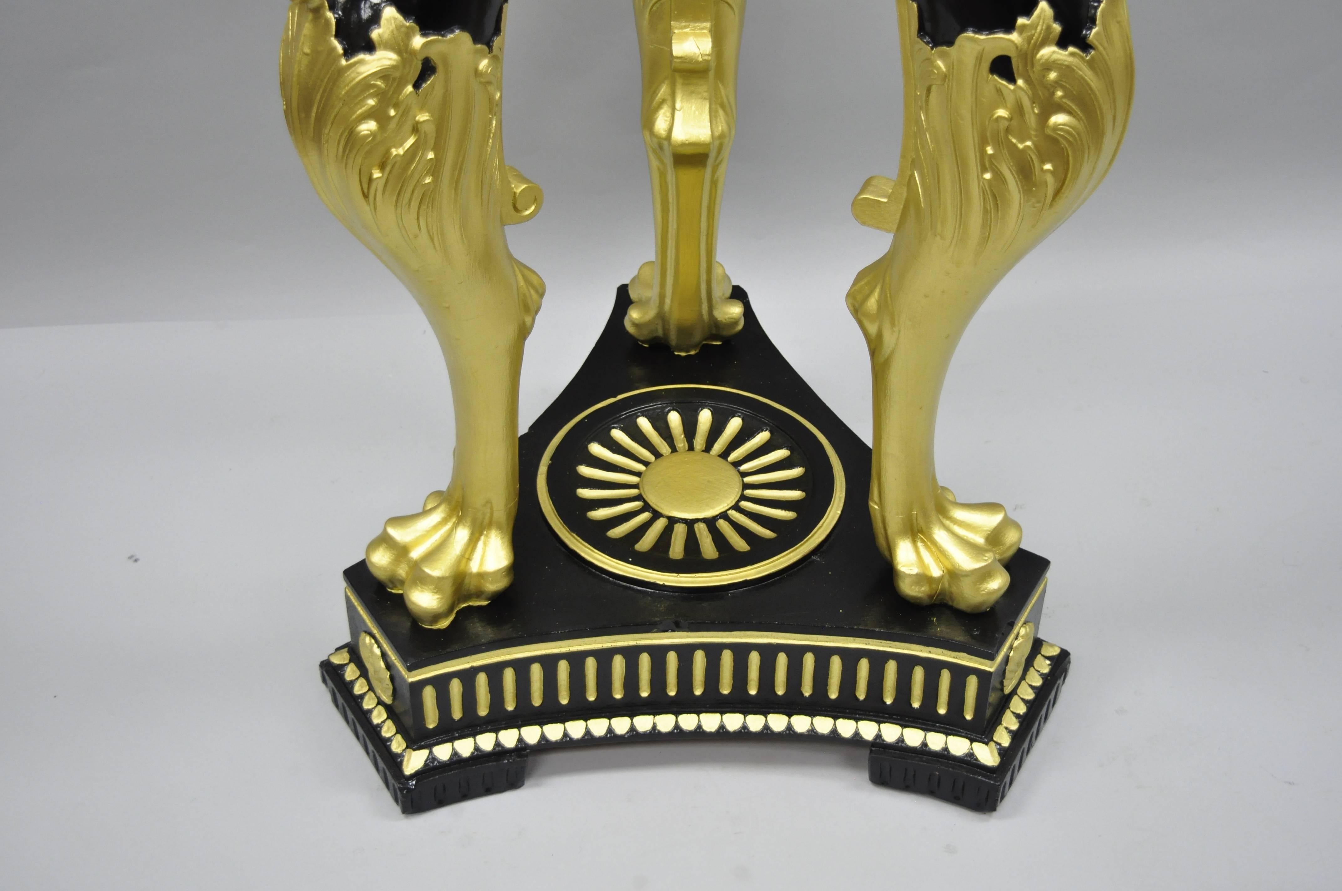 Pair of Terracotta & Granite French Empire Black & Gold Lion Center Side Tables 9