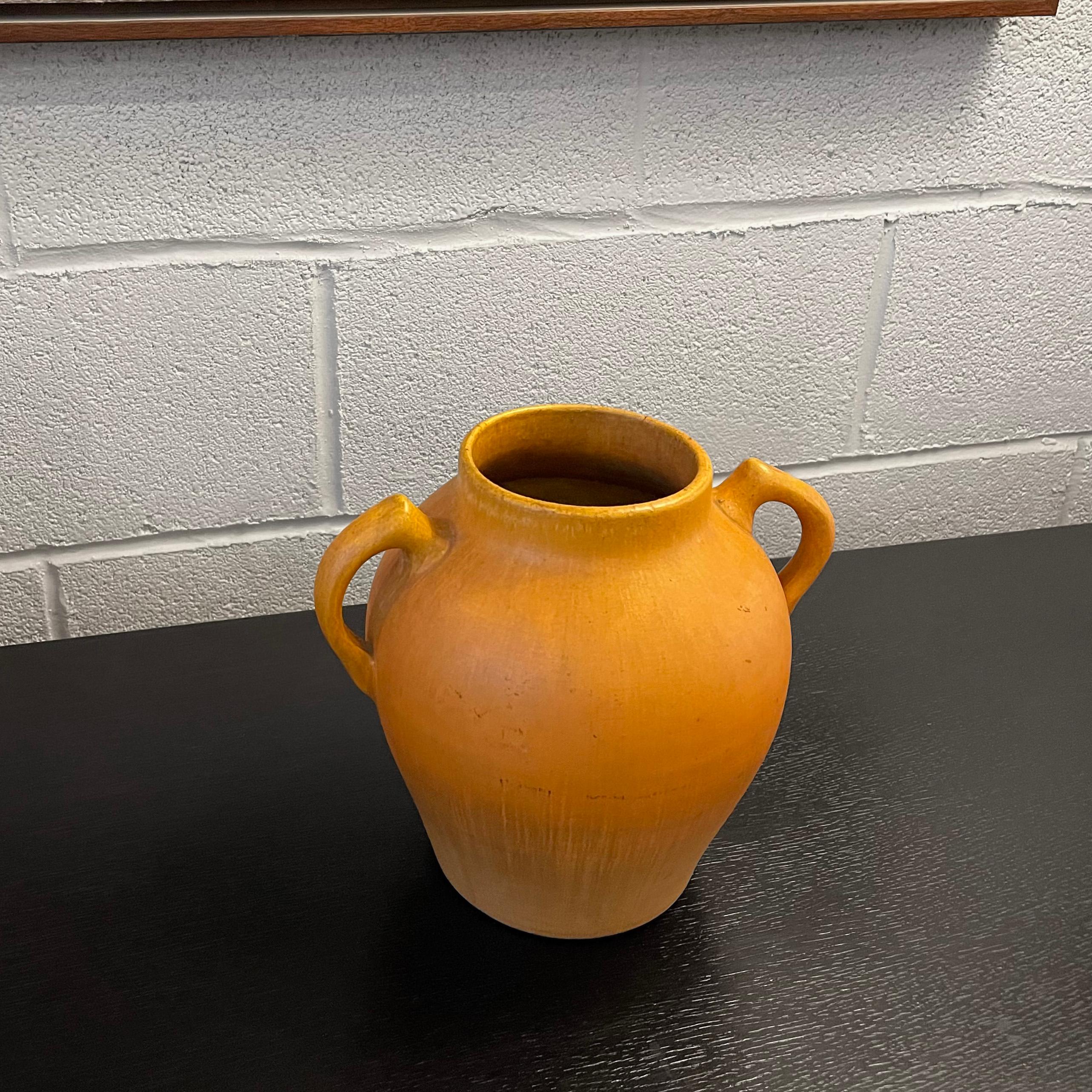 American Terracotta Greek Handled Amphora Vase For Sale
