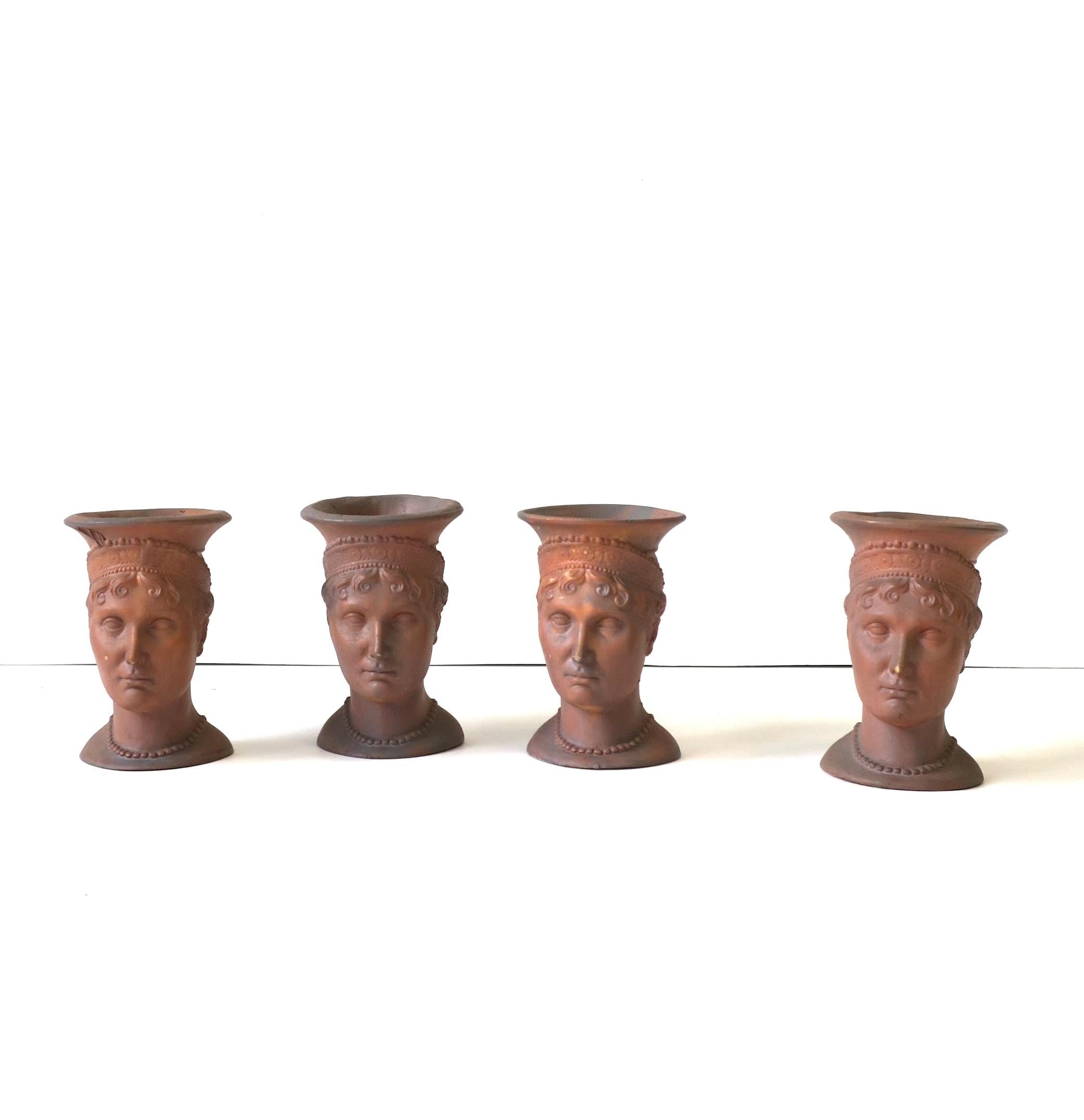 European Terracotta Head Bust Sculptures, Set of 4 For Sale