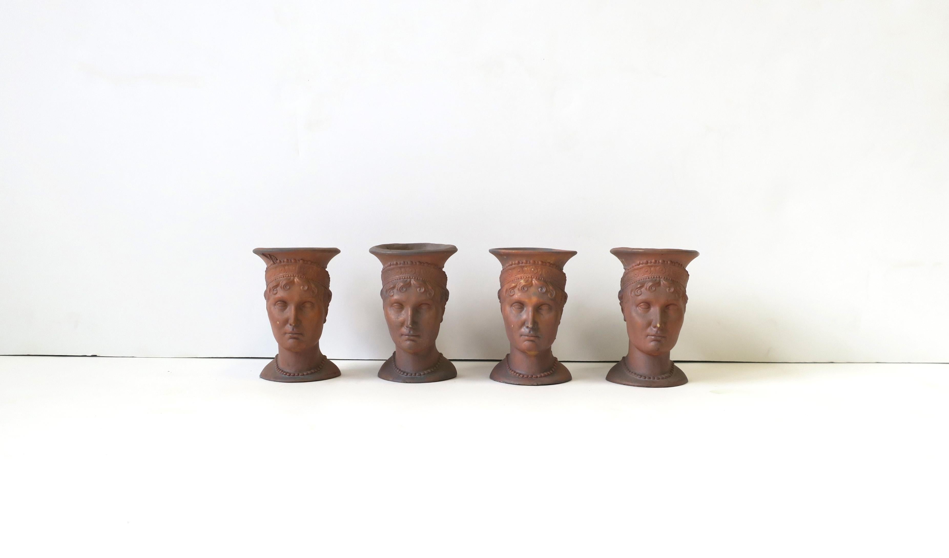 20th Century Terracotta Head Bust Sculptures, Set of 4 For Sale