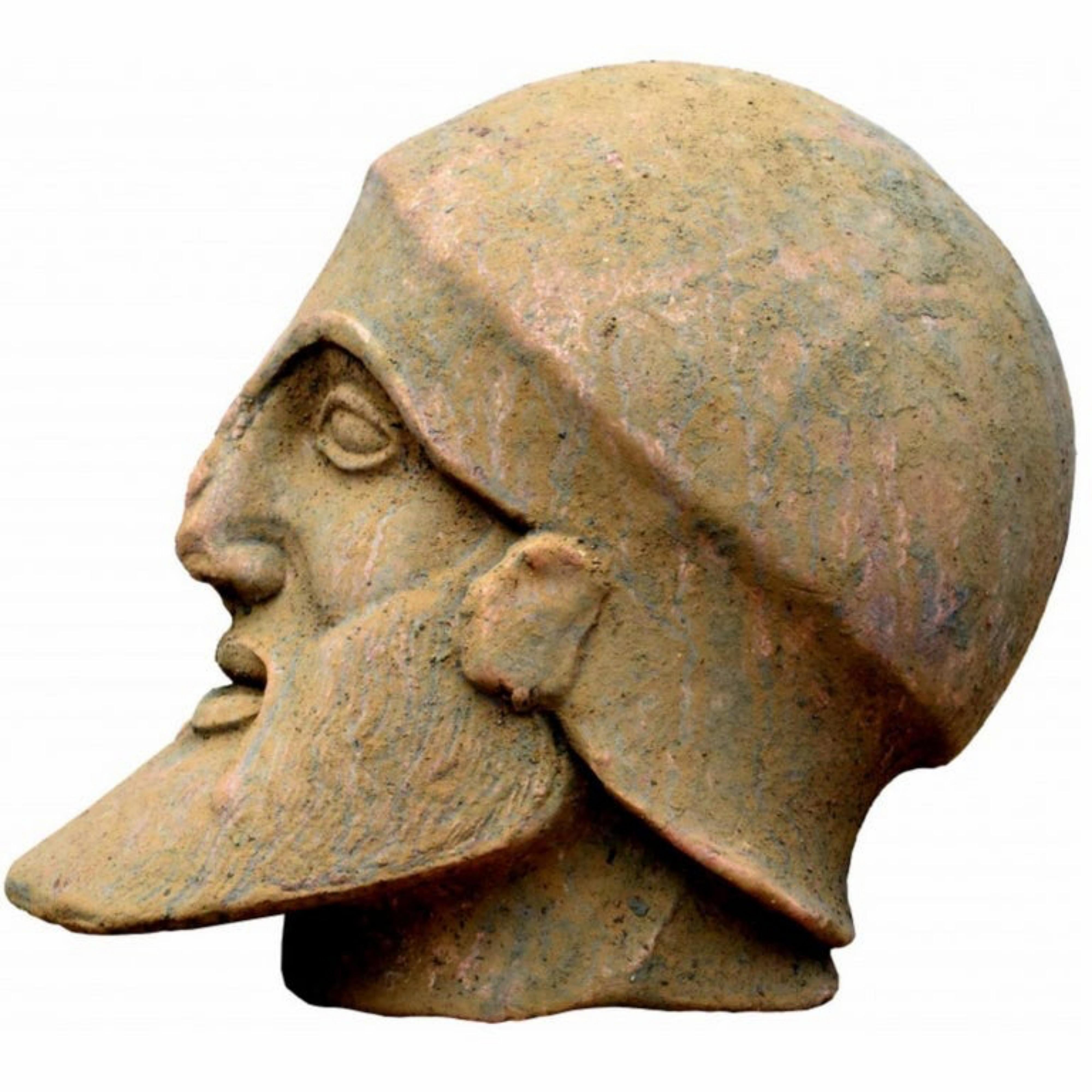 Terrakotta-Kopf des flüchtigen Kriegers der Frontons von Egina aus dem späten 19. Jahrhundert (Italienisch) im Angebot