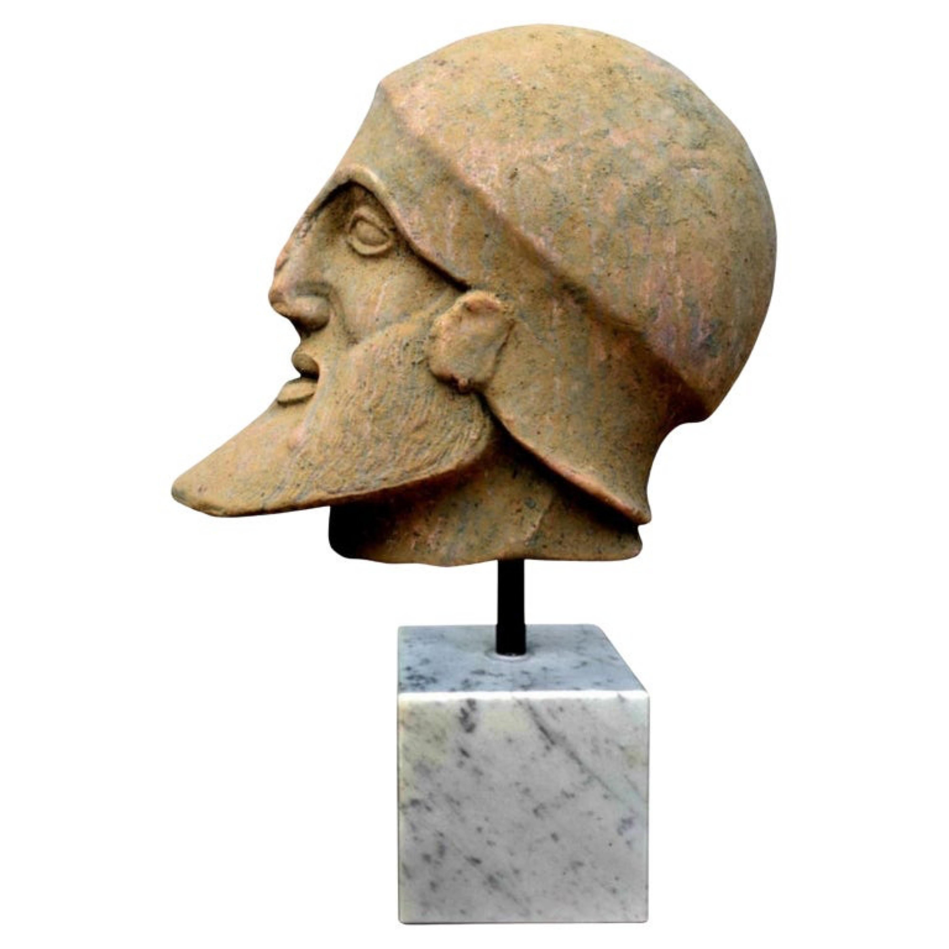 Terrakotta-Kopf des flüchtigen Kriegers der Frontons von Egina aus dem späten 19. Jahrhundert im Zustand „Gut“ im Angebot in Madrid, ES