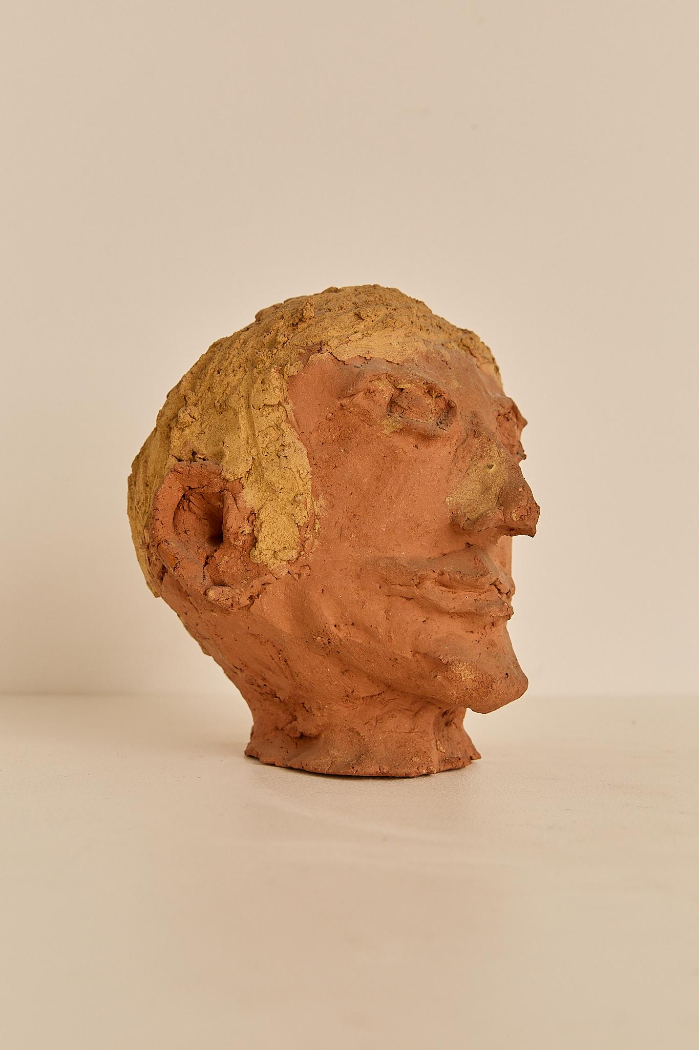 Francese Scultura di testa in terracotta in vendita