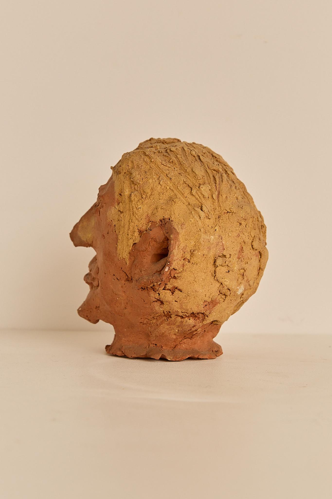 Argilla Scultura di testa in terracotta in vendita