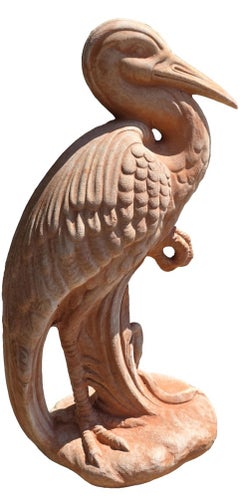 TERRACOTTA HERON HANDMADE IN TUSCANY 21th Century