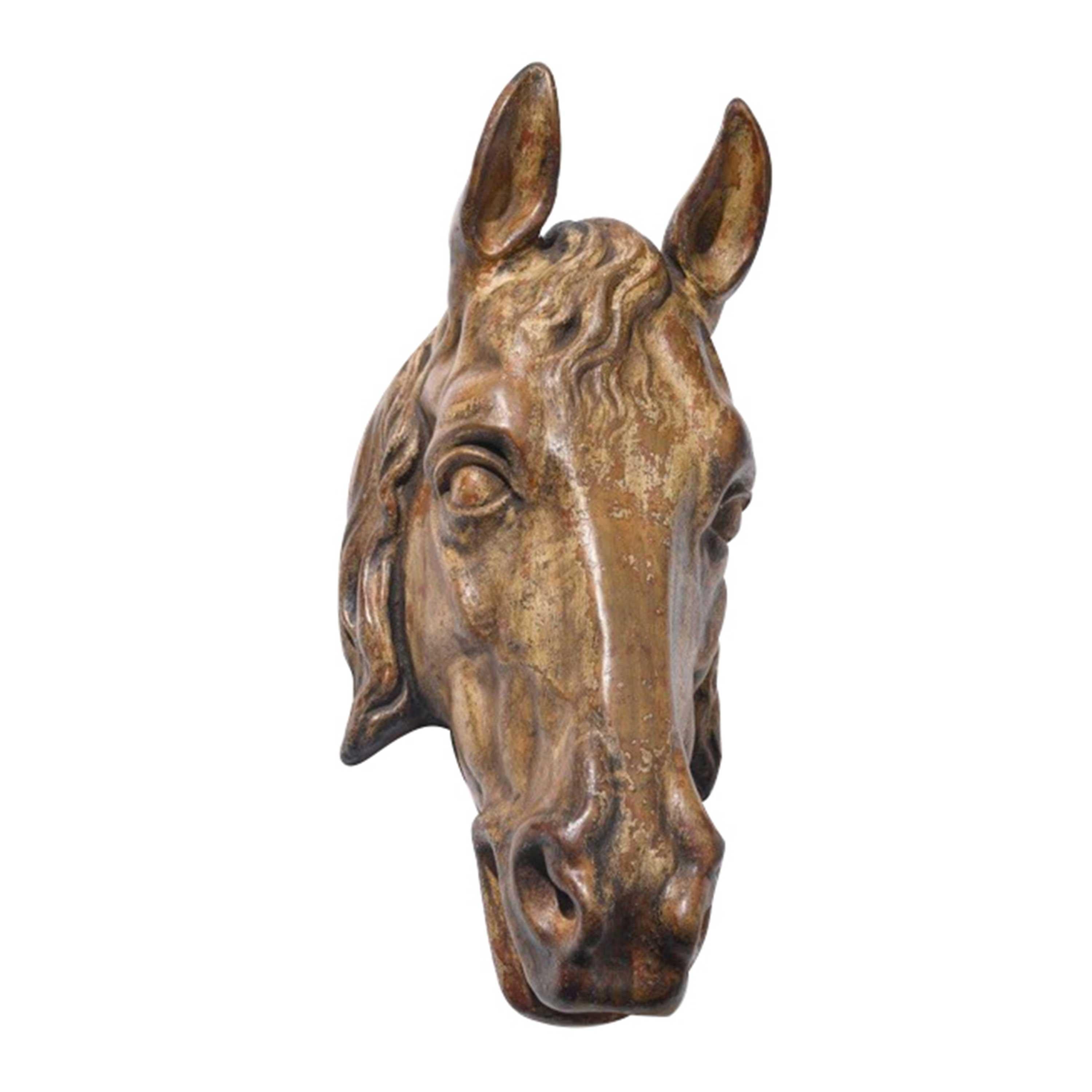 A rare and decorative terracotta horse head, probably unique. Painted 'Faux Bois'.