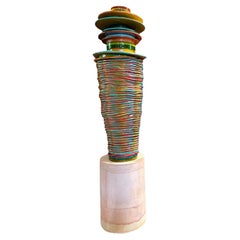 Terracotta, iron and resin hand sculptured Torre Pappagallo by Manu Crotti