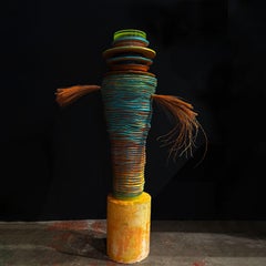 Terracotta, iron and resin hand sculptured Torre Sahara by Manu Crotti