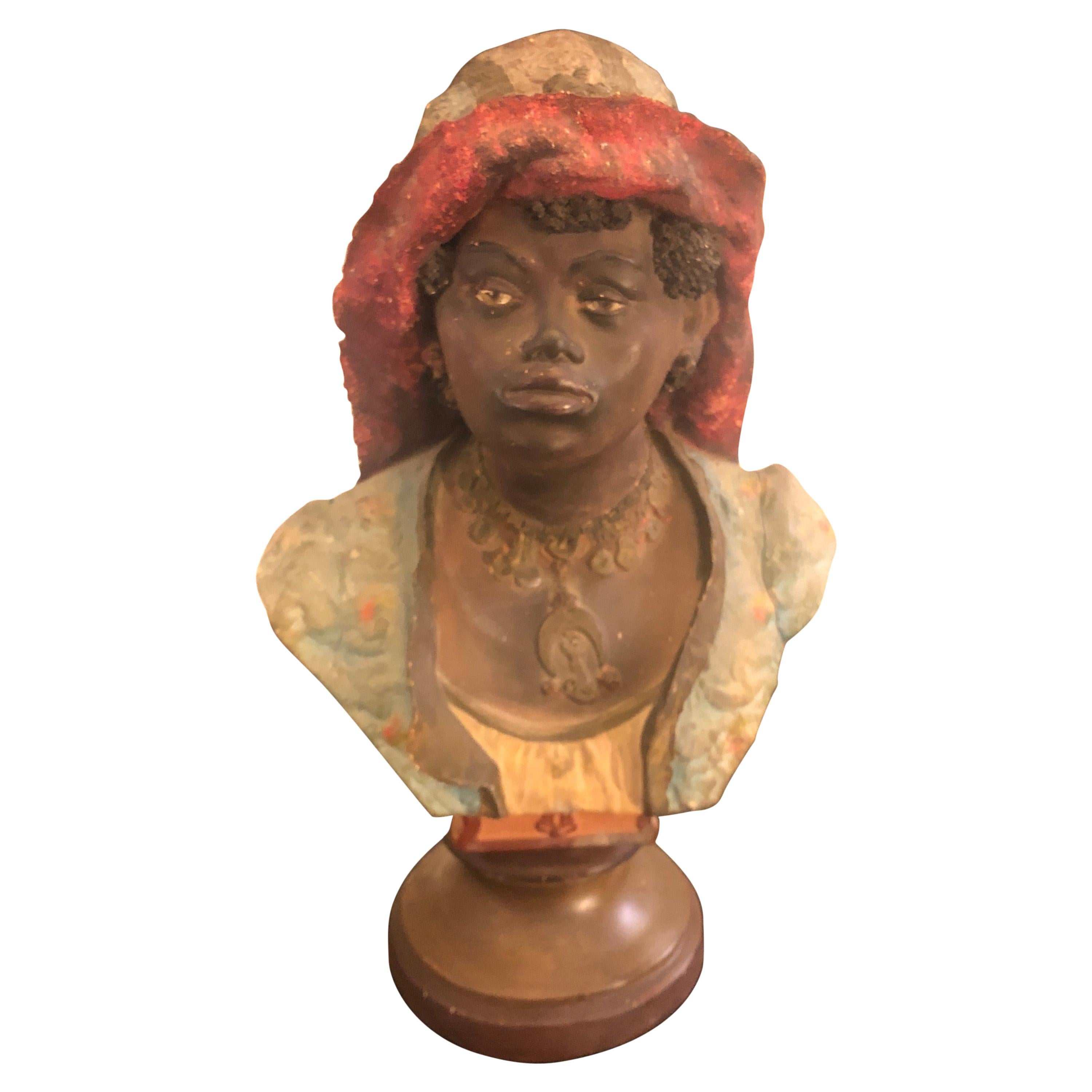 Pair of Antique Tyrolean Terracotta Busts of a Bavarian Man and Woman For Sale at 1stDibs