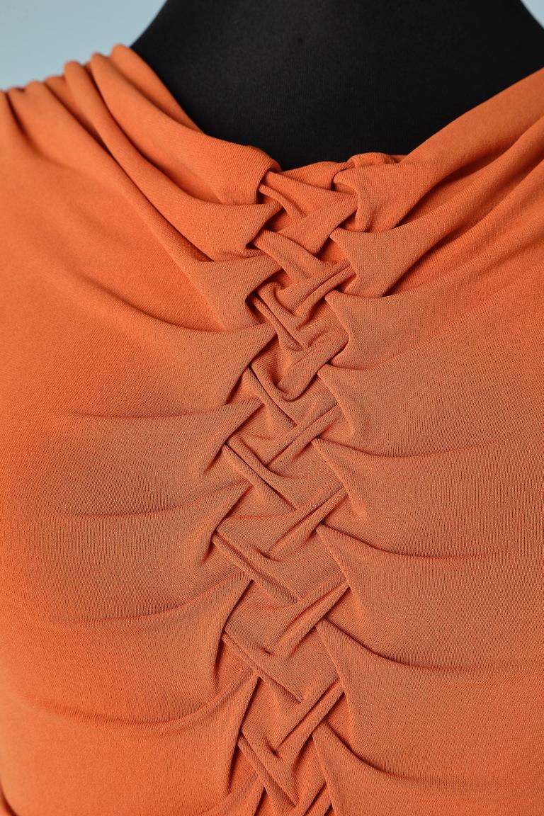 Terracotta jersey draped cocktail 
SIZE XS