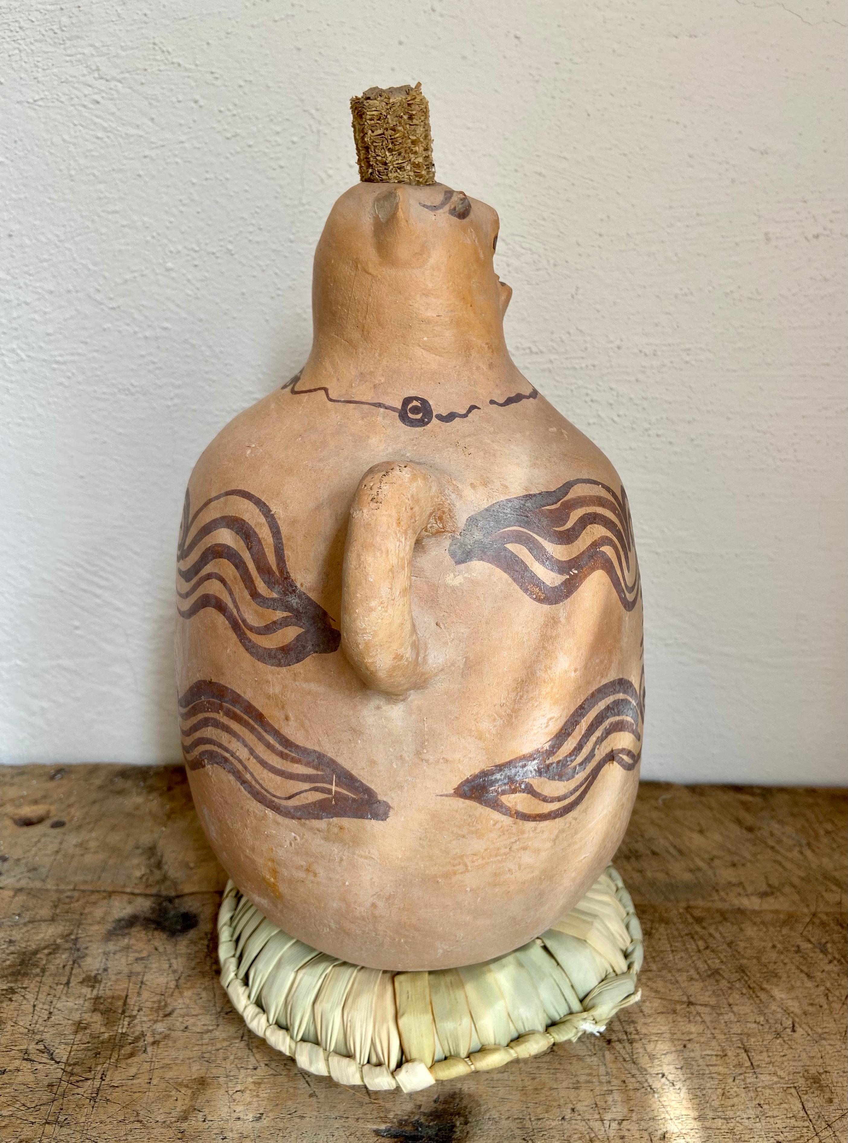 Rustic Terracotta Jug From Mexico, Circa 1970's