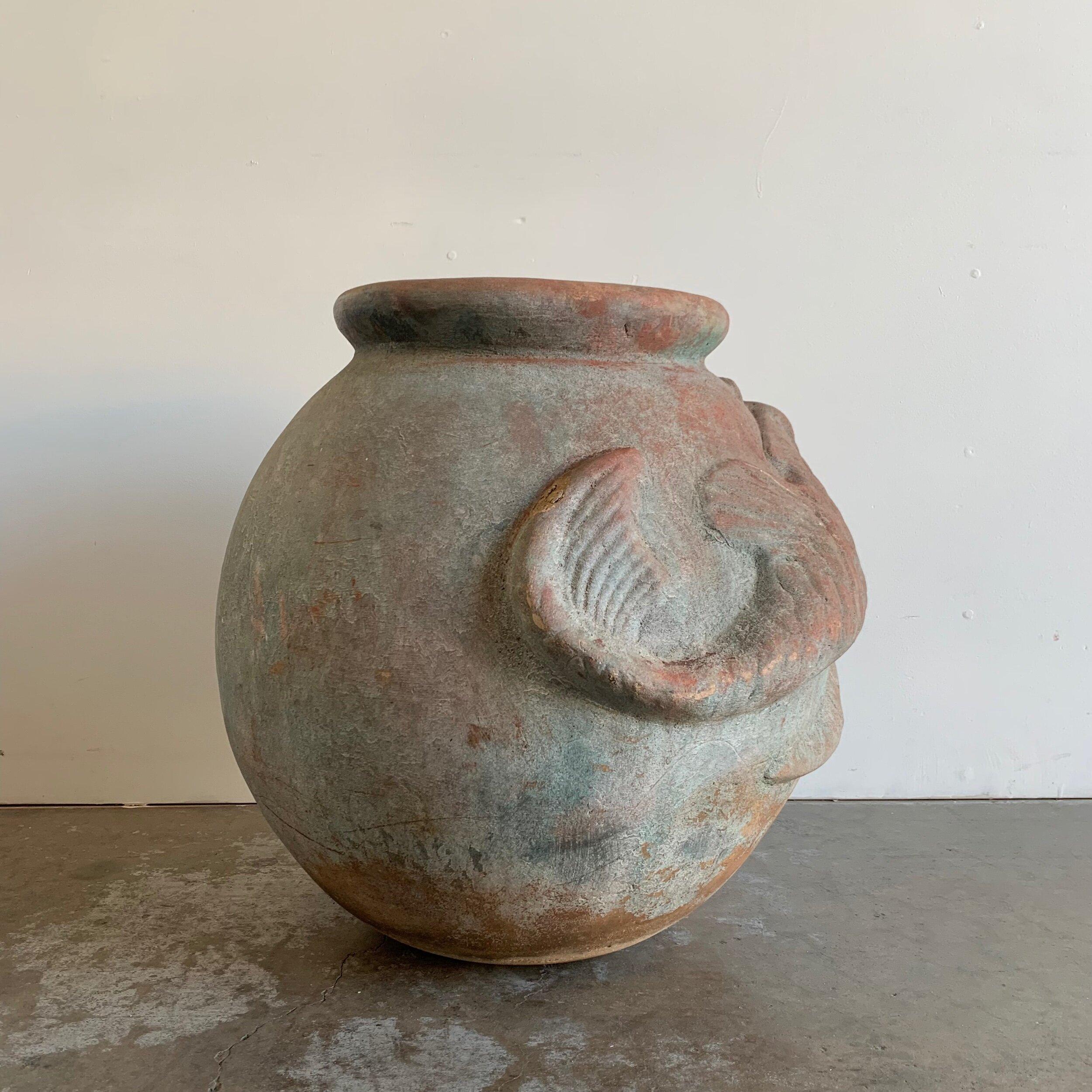 Mid-Century Modern Terracotta Koi Fish Pot