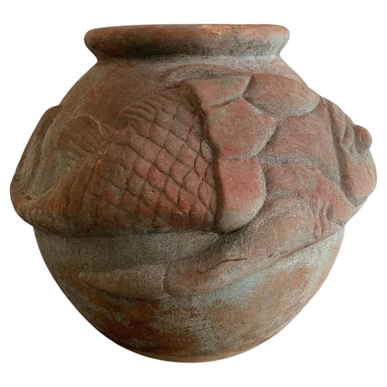 Terracotta Koi Fish Pot For Sale at 1stDibs