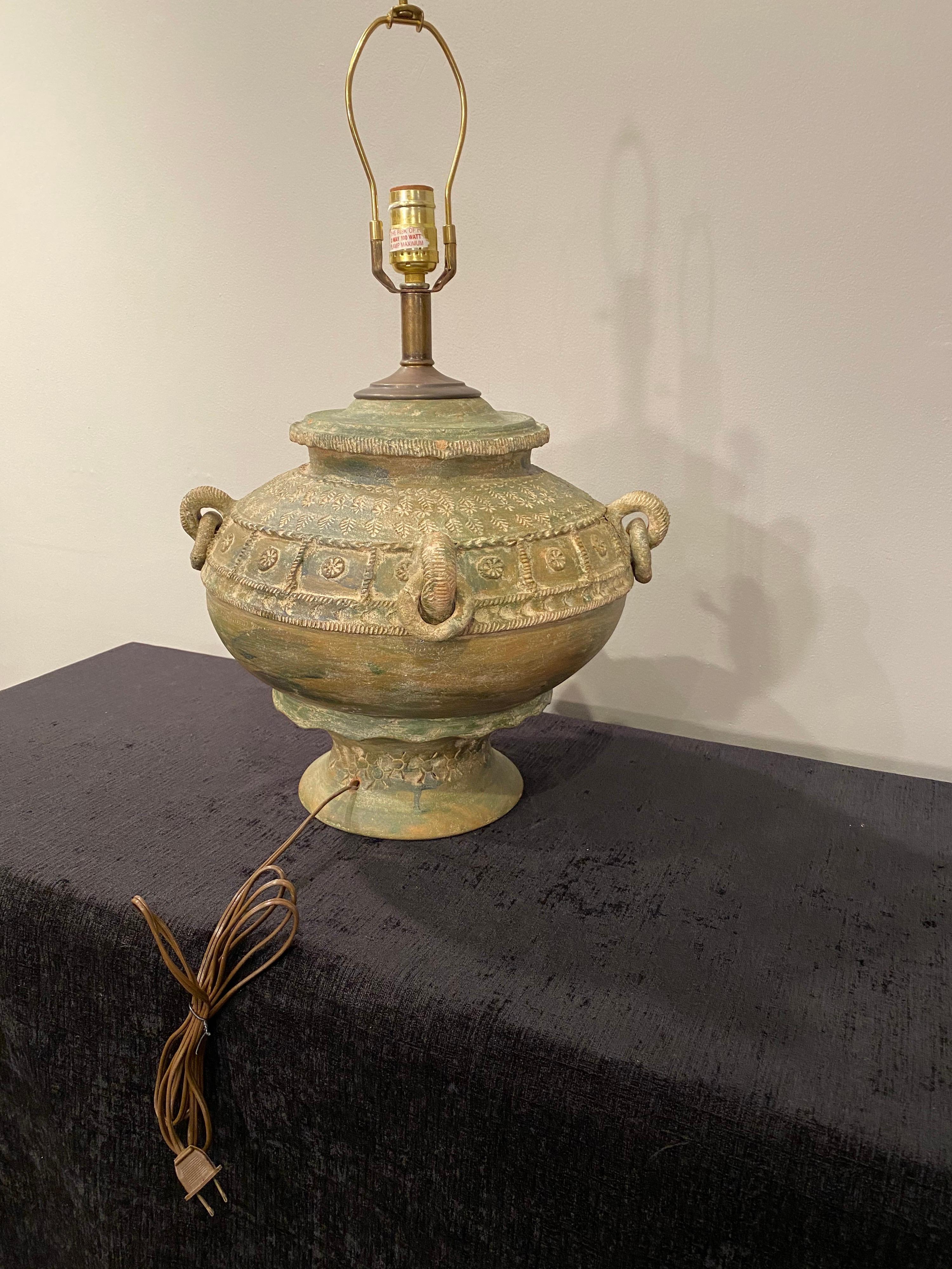 Italian Terracotta Lamp For Sale
