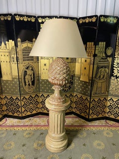 Terracotta lamp on fluted column