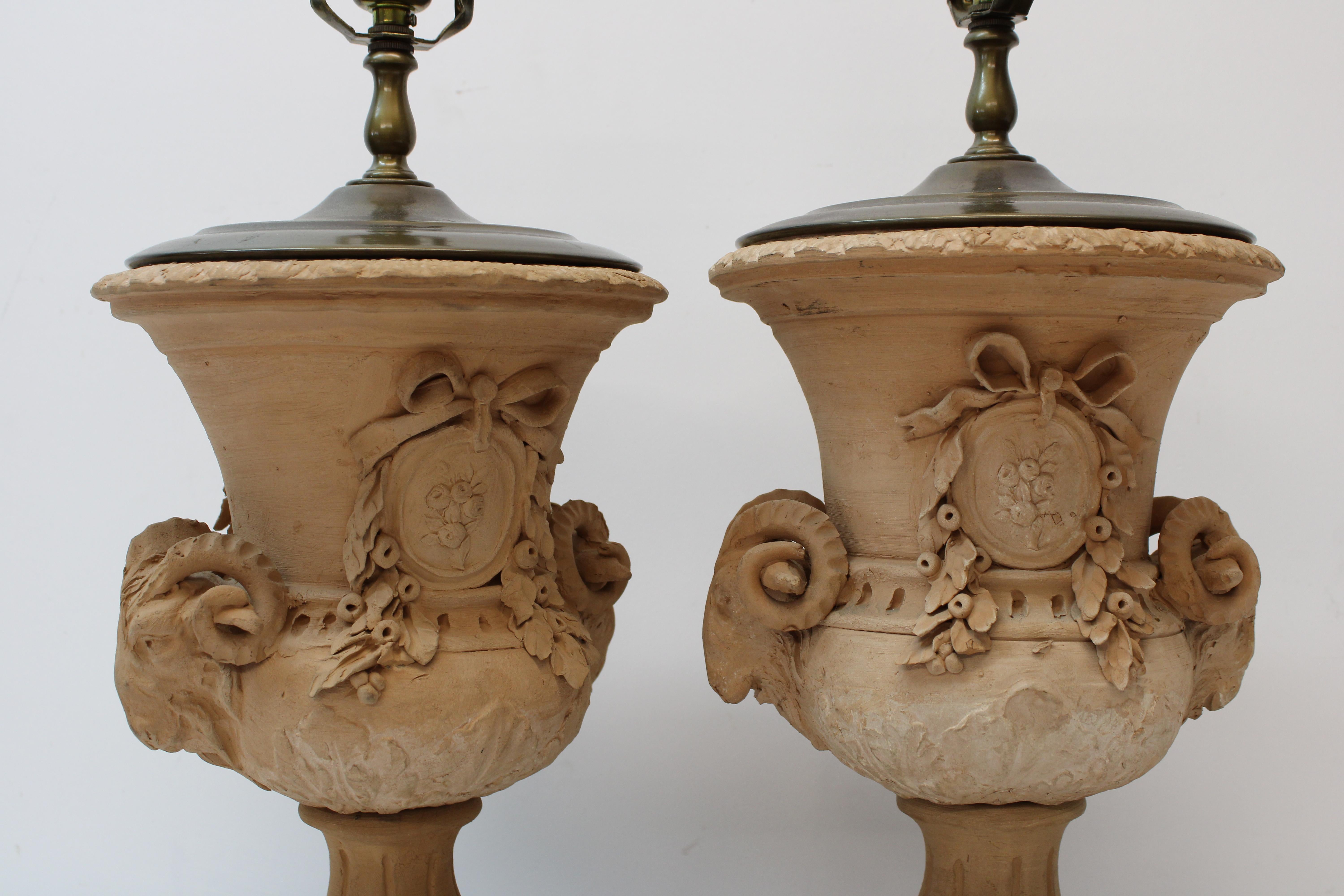 Terracotta Lamps w/ Marble Bases 1