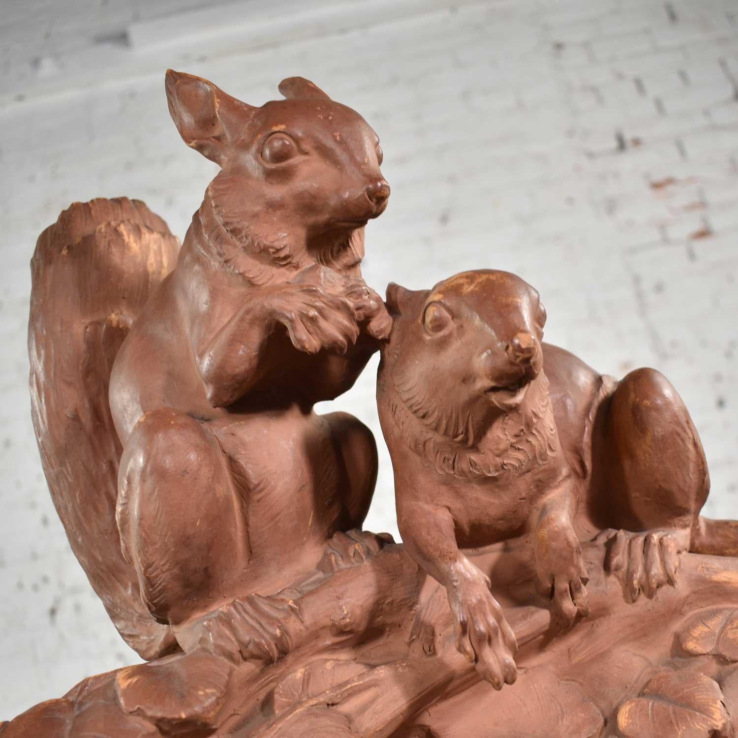Terracotta Life-Size Squirrel Sculpture by Leo Amaury & Stamped R D’Arly France For Sale 3