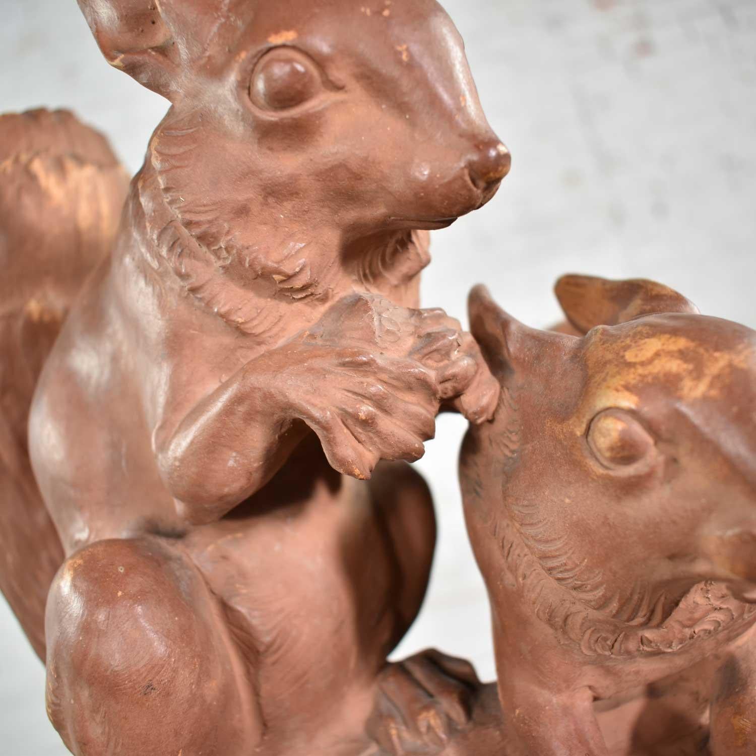 Terracotta Life-Size Squirrel Sculpture by Leo Amaury & Stamped R D’Arly France For Sale 4
