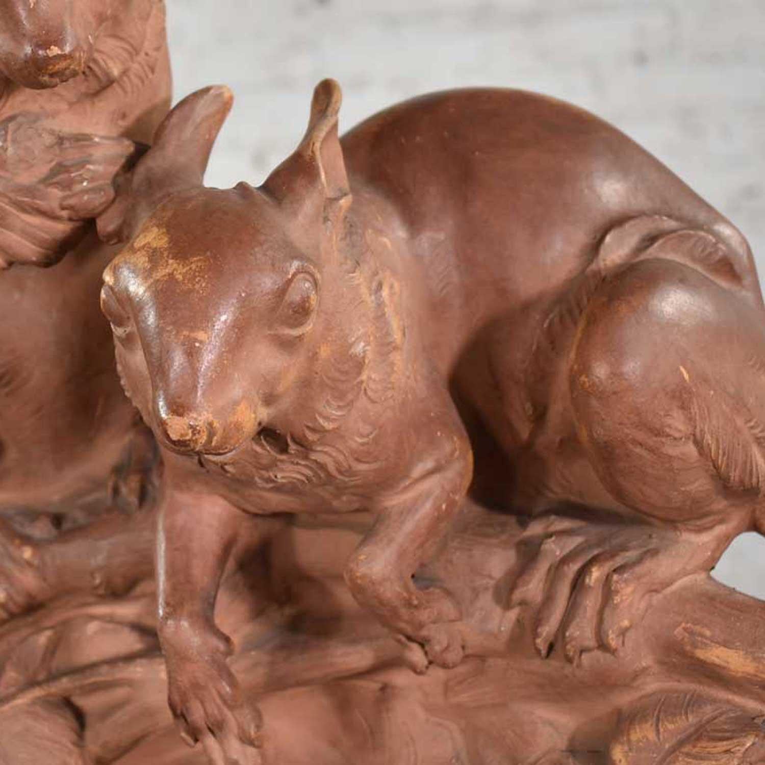 Terracotta Life-Size Squirrel Sculpture by Leo Amaury & Stamped R D’Arly France For Sale 9