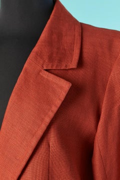 Terracotta linen skirt-suit Yves Saint Laurent Rive Gauche SS 1994