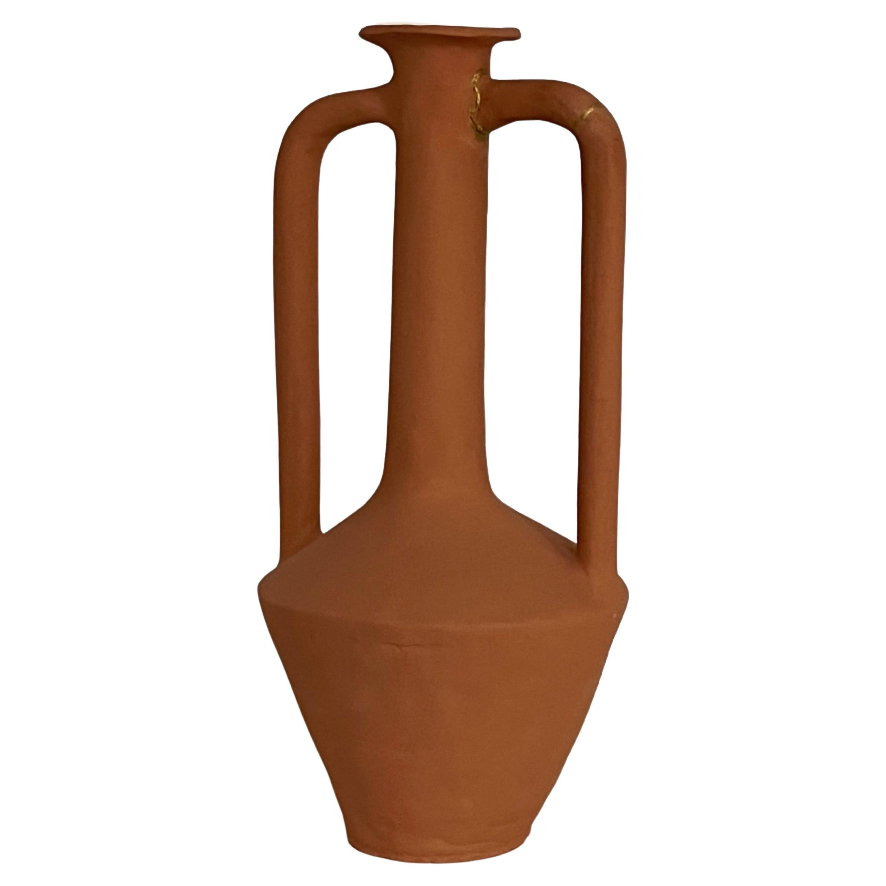 Terracotta Long Neck Vase by Solem Ceramics For Sale