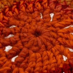 "Terracotta Lounge Vase" Blanket Handcrafted Knit/Crochet Multicolor Flowers