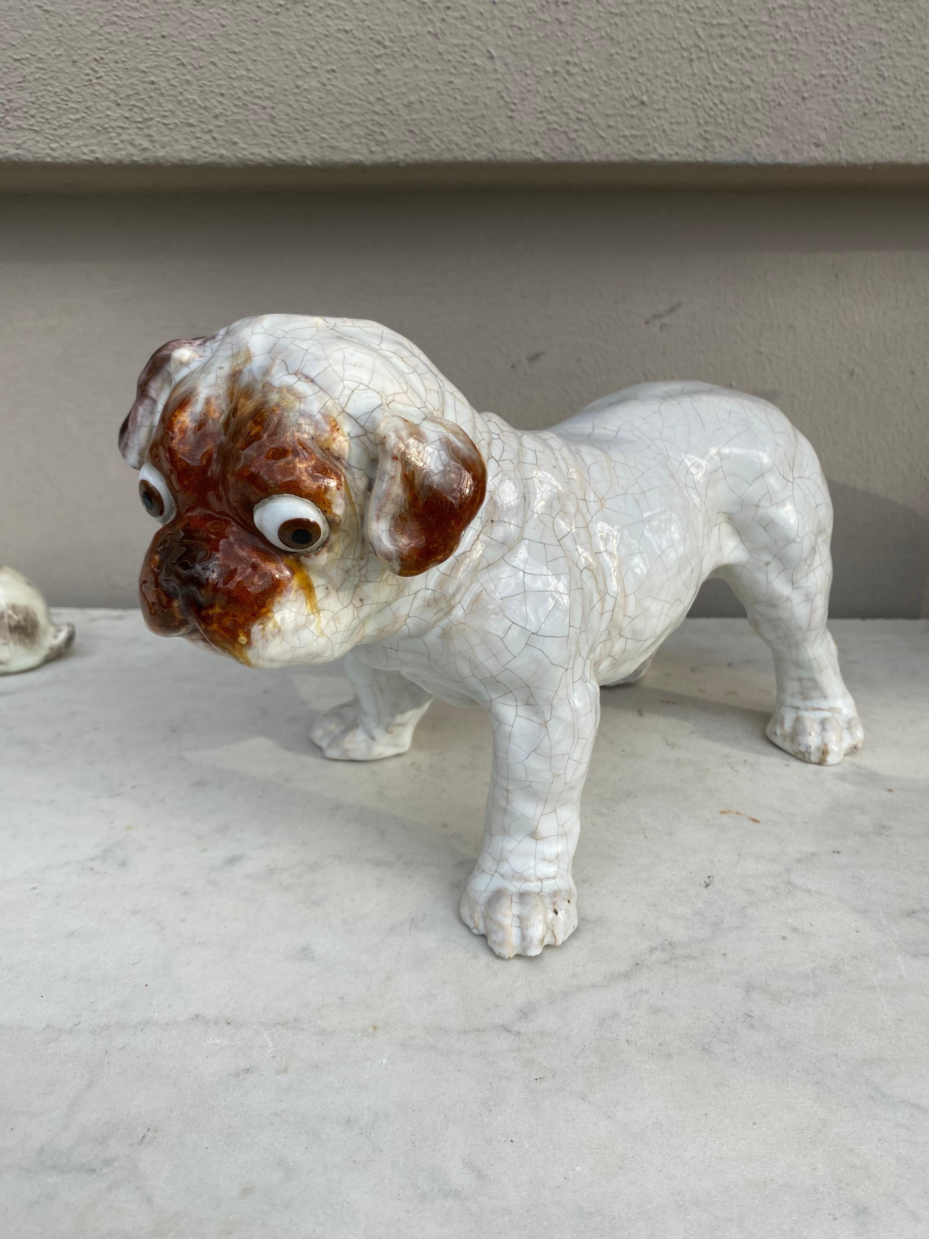 French Provincial Terracotta Majolica Bulldog Bavent Filmont, circa 1900 For Sale