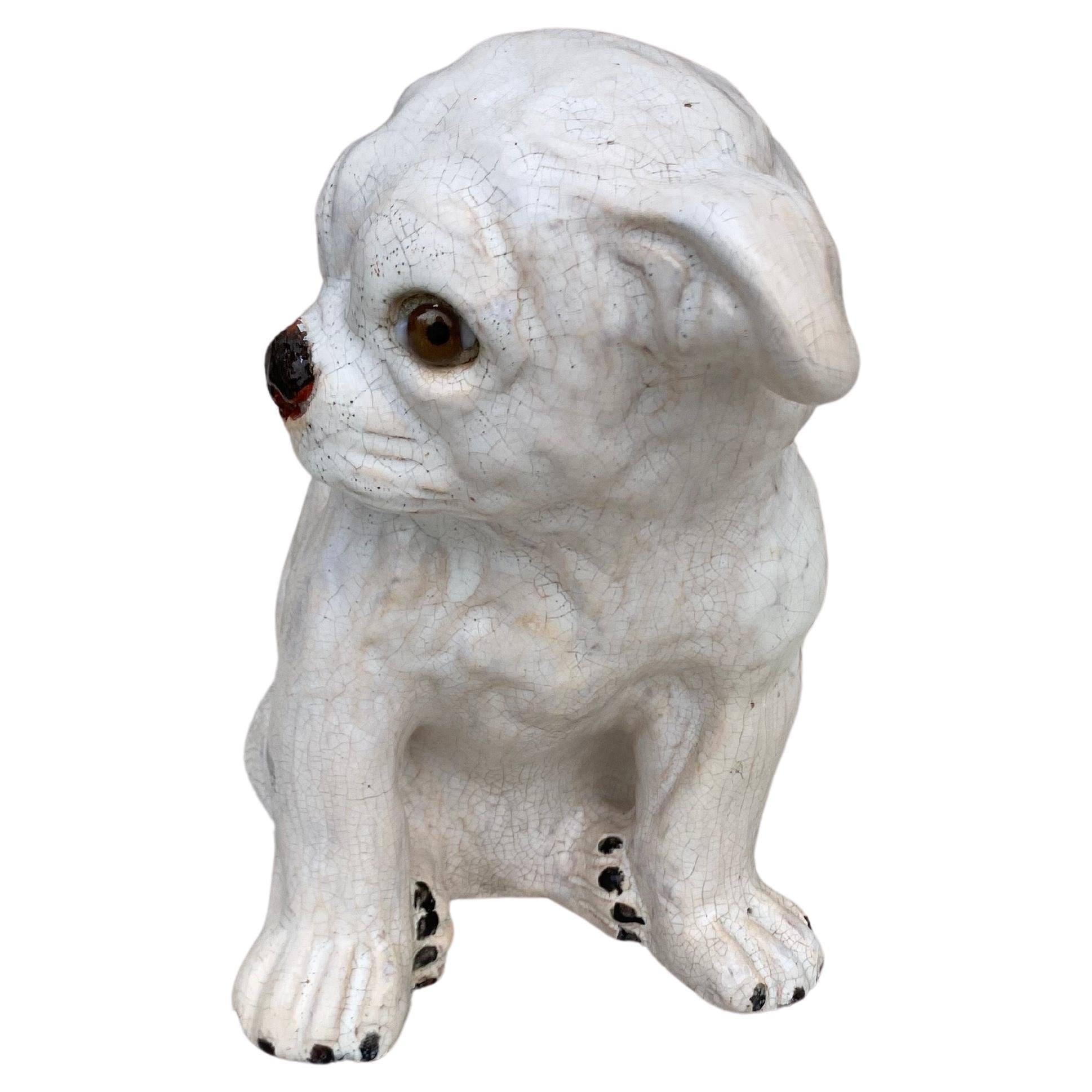 Terracotta bulldog from Bavent (Normandy), circa 1900.