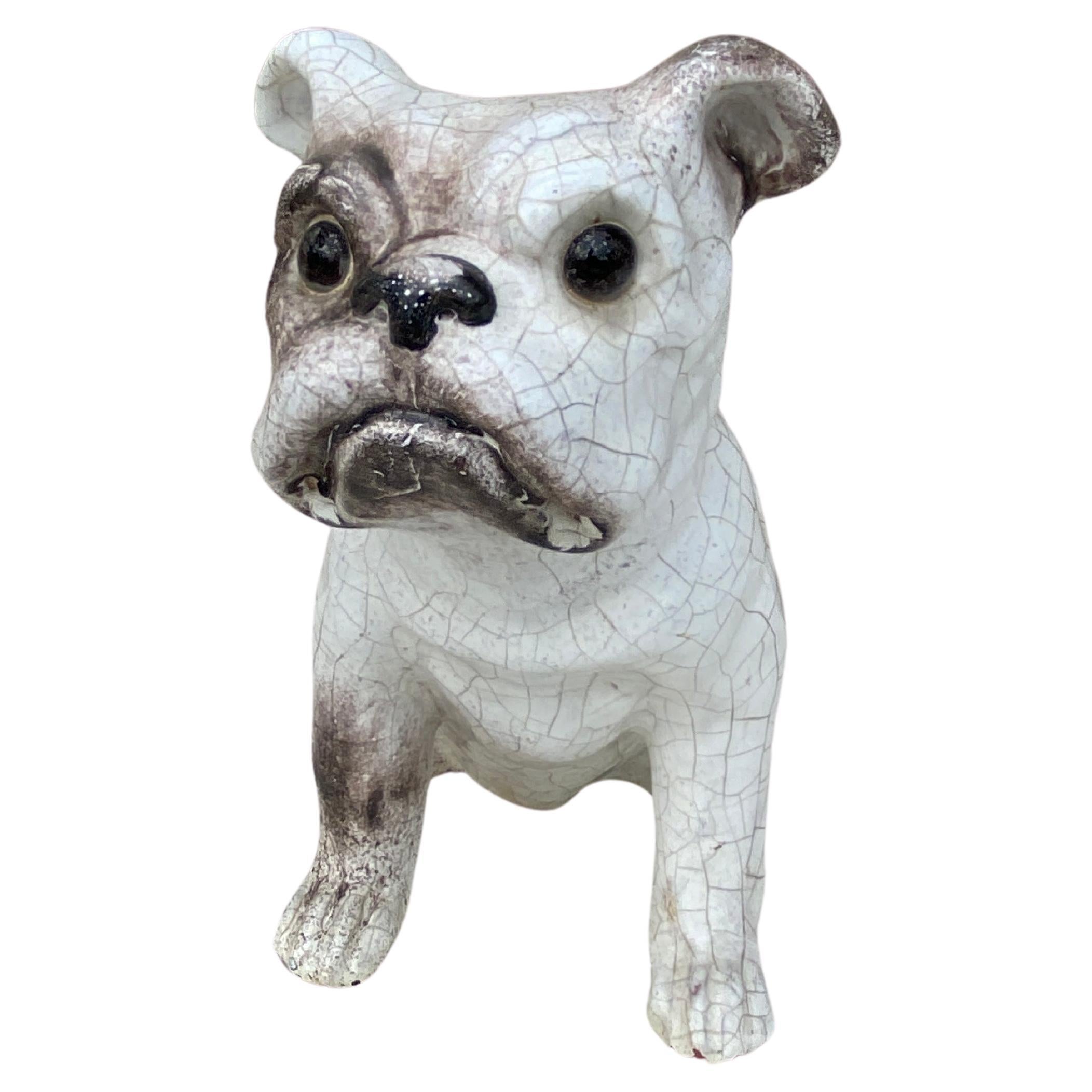 Terrakotta-Bulldogge aus Bavent (Normandie), um 1900.