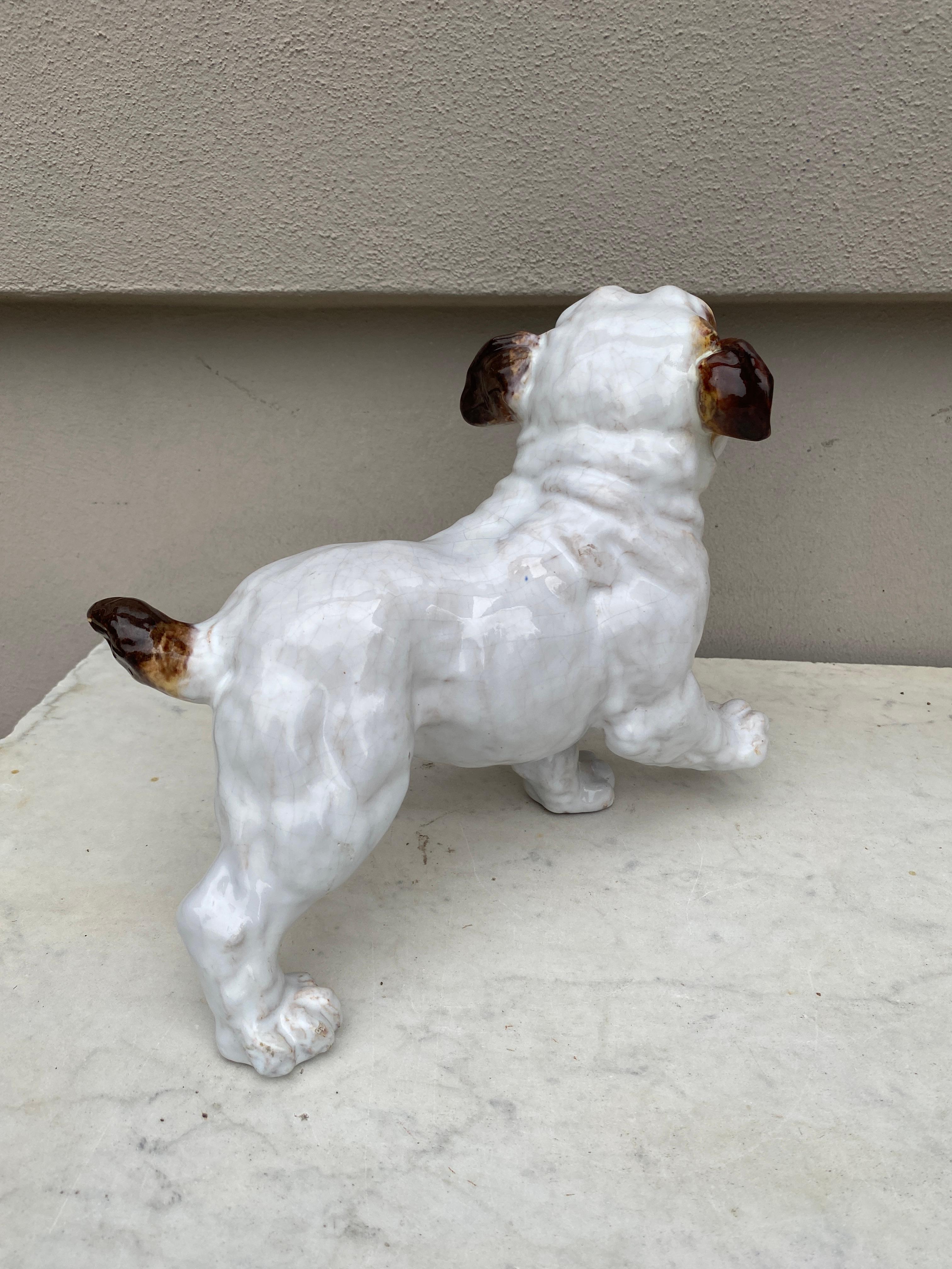 French Terracotta Majolica Bulldog Bavent Normandy For Sale