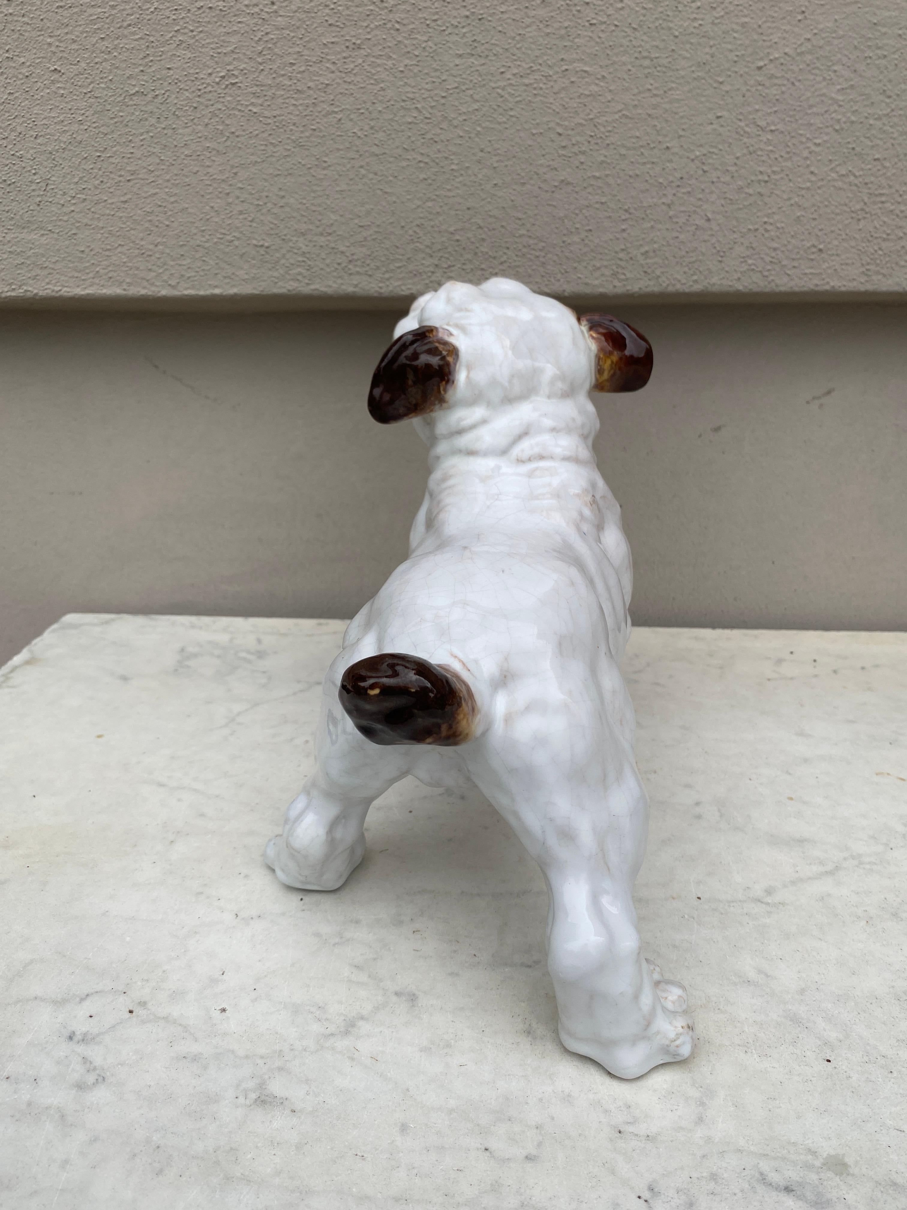 Terracotta Majolica Bulldog Bavent Normandy In Good Condition For Sale In Austin, TX