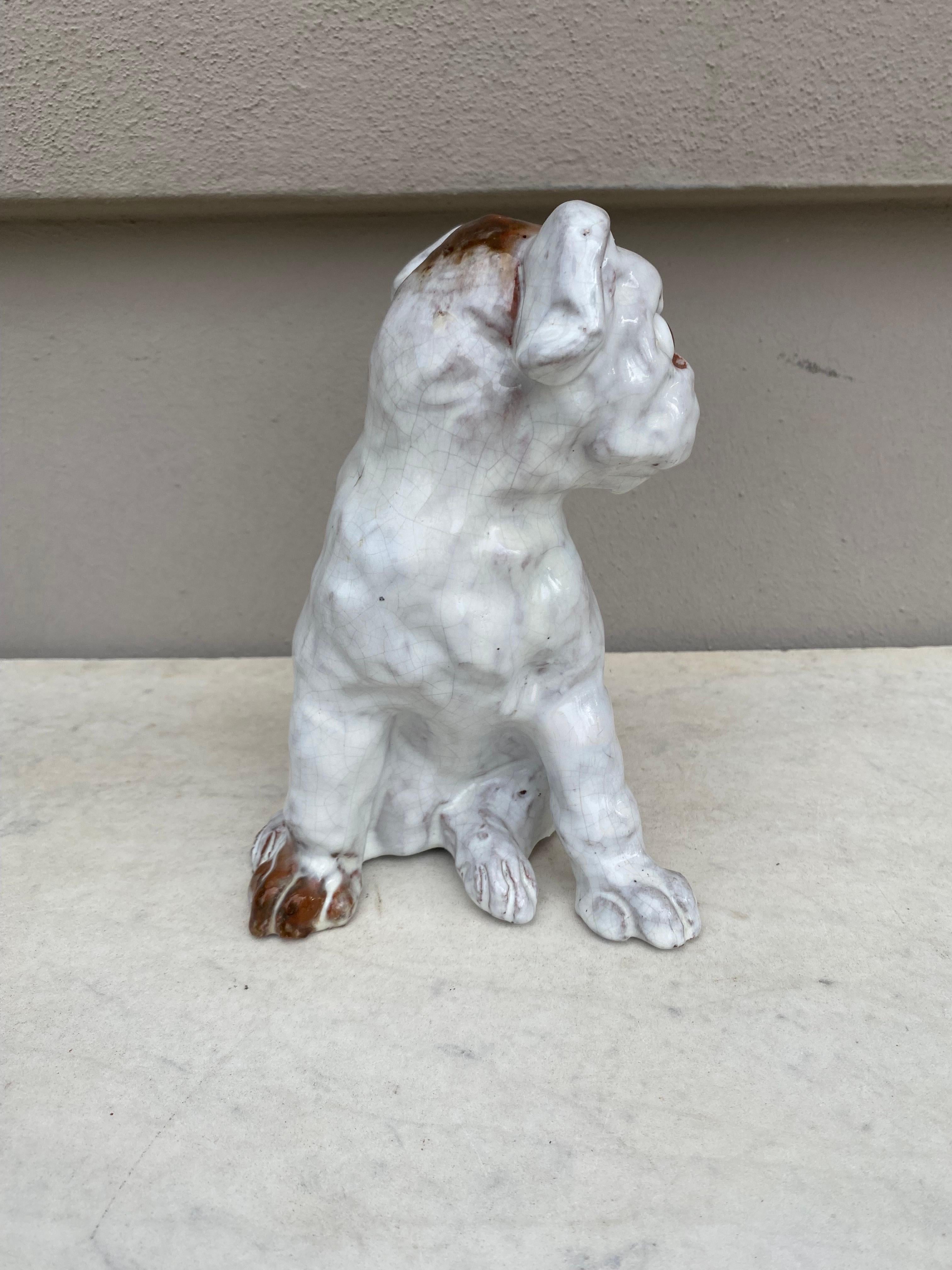 French Provincial Terracotta Majolica Bulldog Bavent Normandy For Sale
