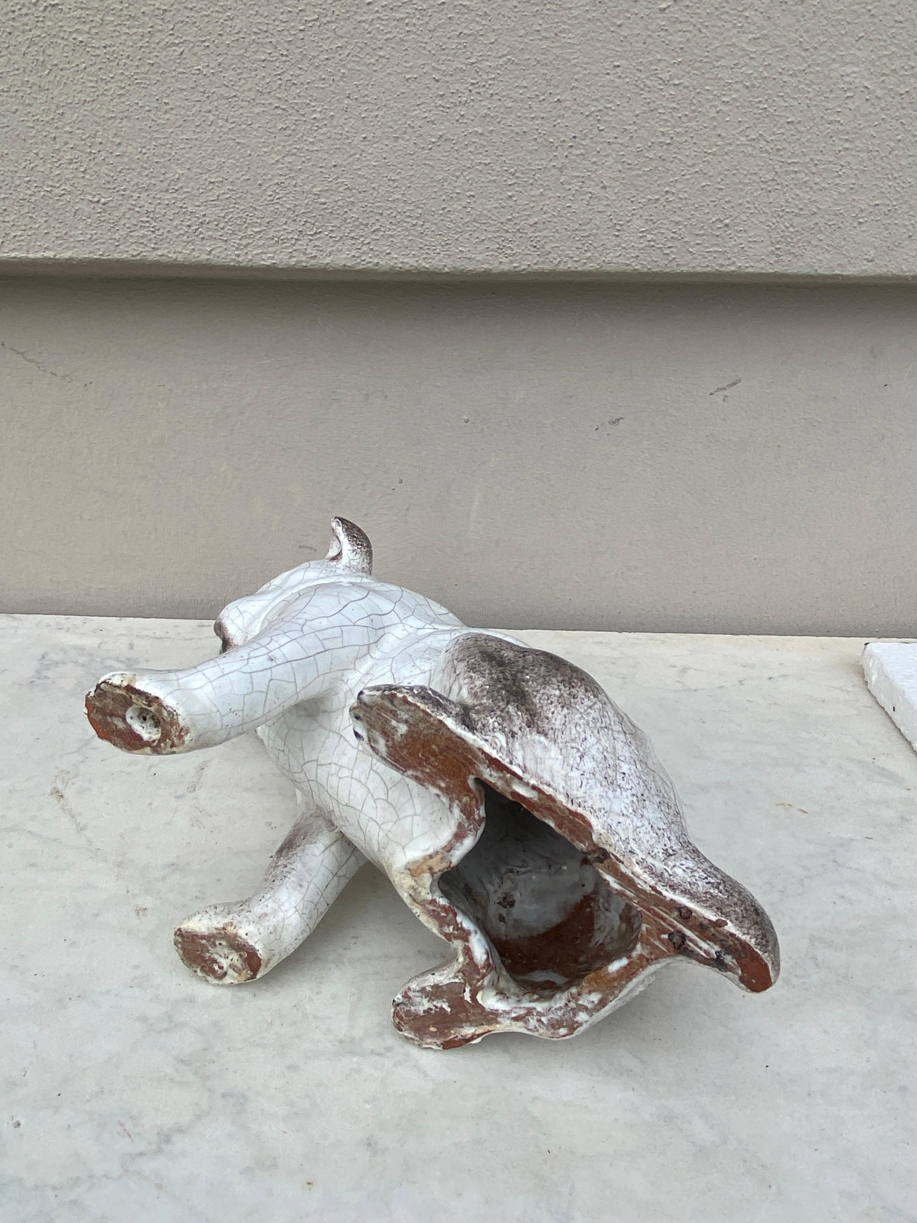 Early 20th Century Terracotta Majolica Bulldog Bavent Normandy For Sale