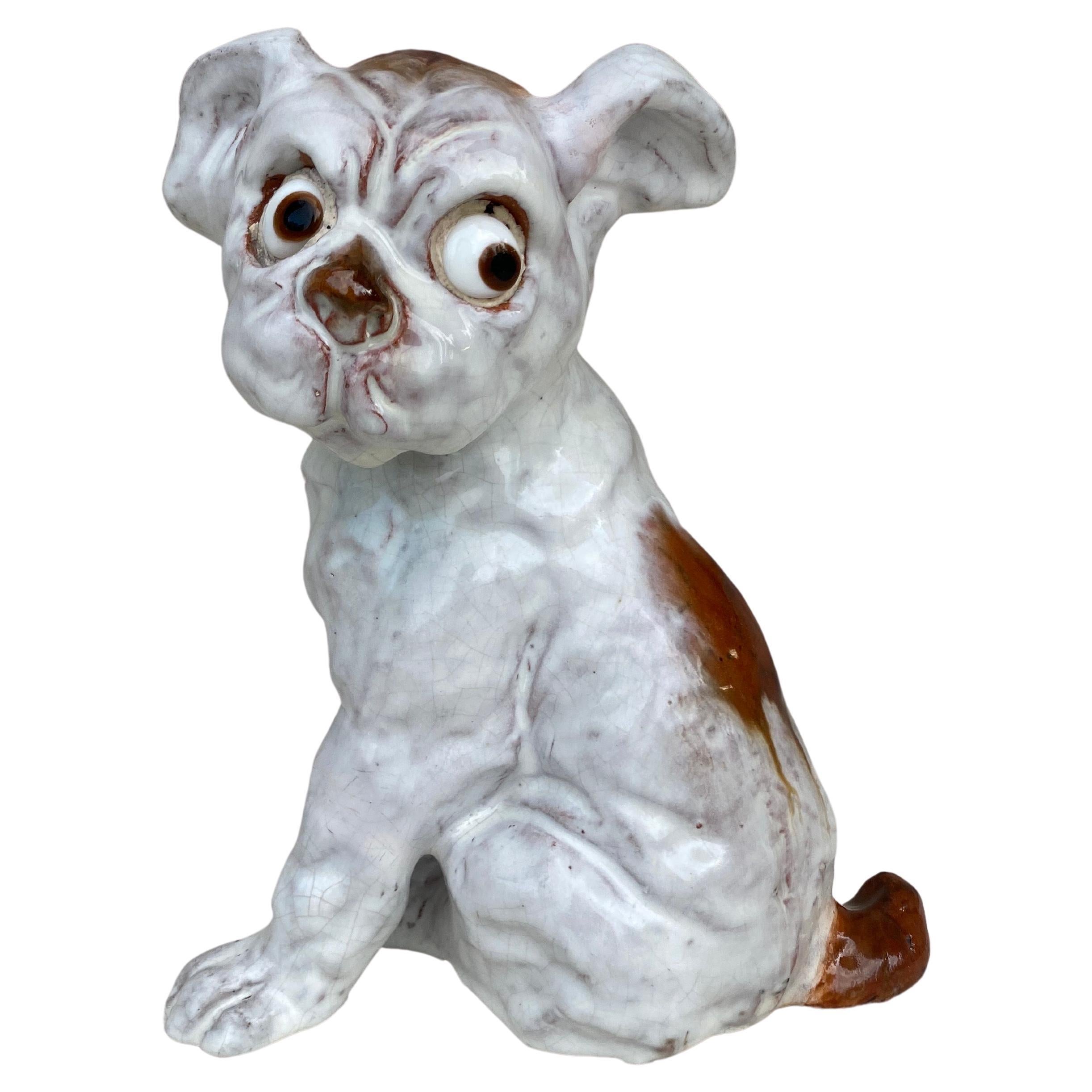 Terracotta Majolica Bulldog Bavent Normandy For Sale