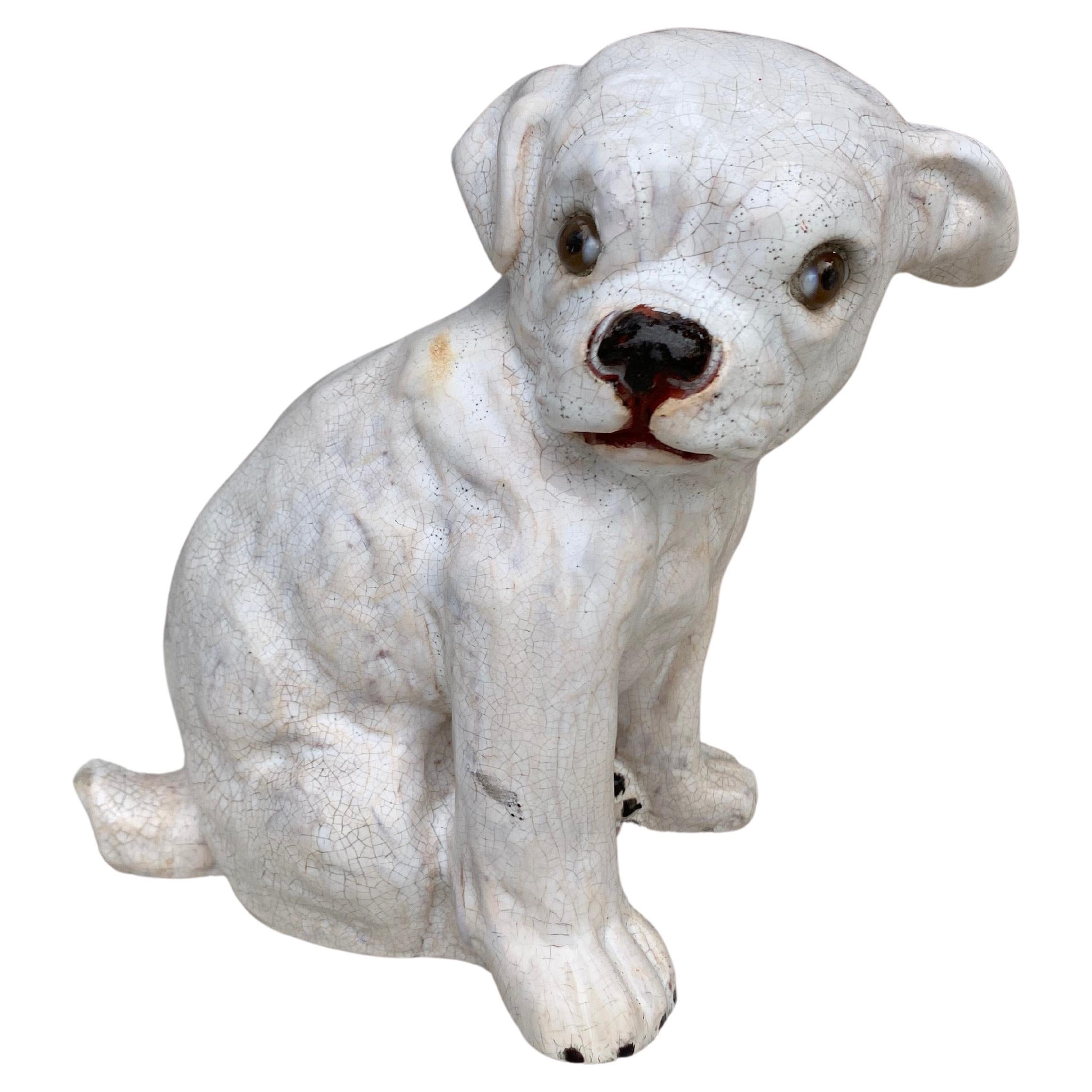 Terracotta Majolica Bulldog Bavent Normandy For Sale
