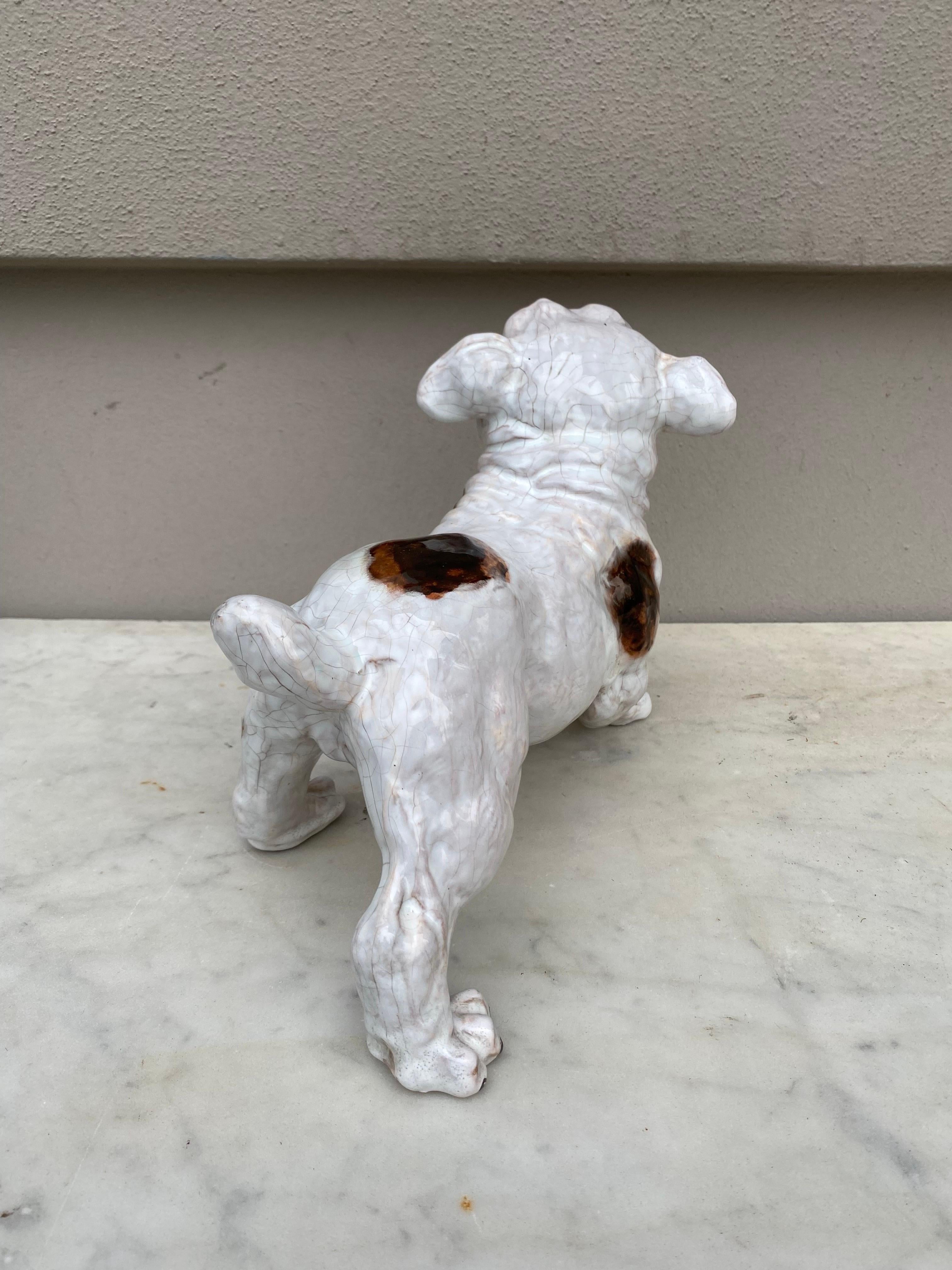 French Terracotta Majolica Dog Bavent Normandy For Sale