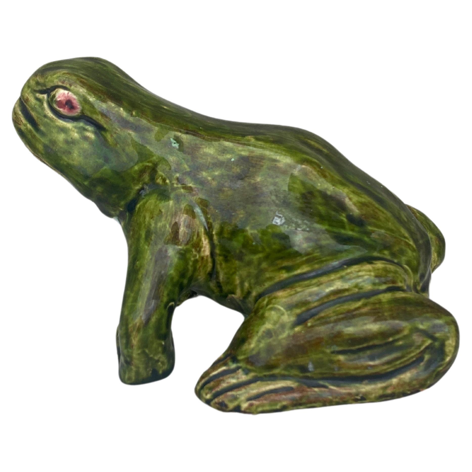 French Terracotta Majolica Frog Filmont Bavent Normandy For Sale