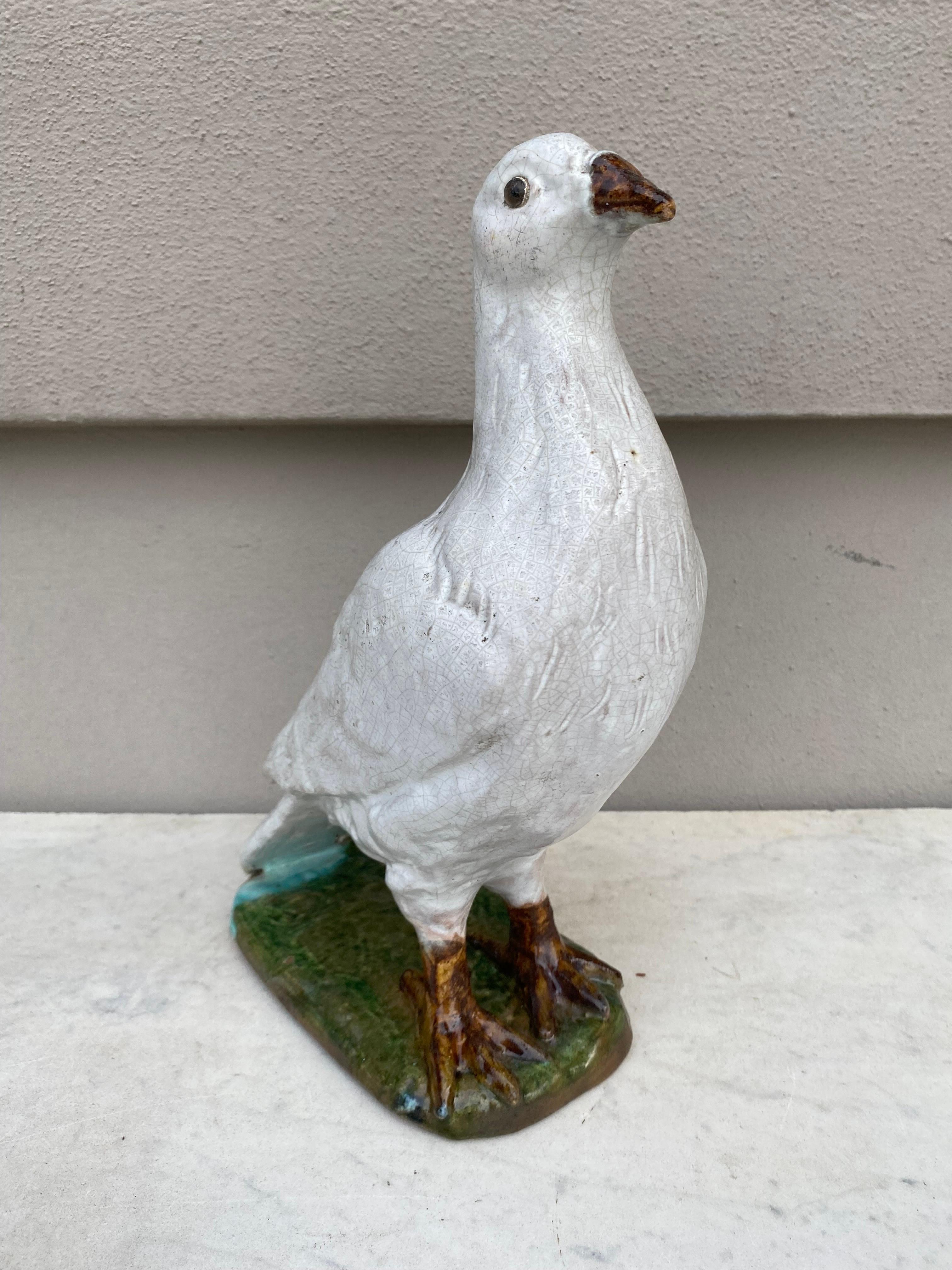 French Provincial Terracotta Majolica Pigeon Bavent Normandy For Sale