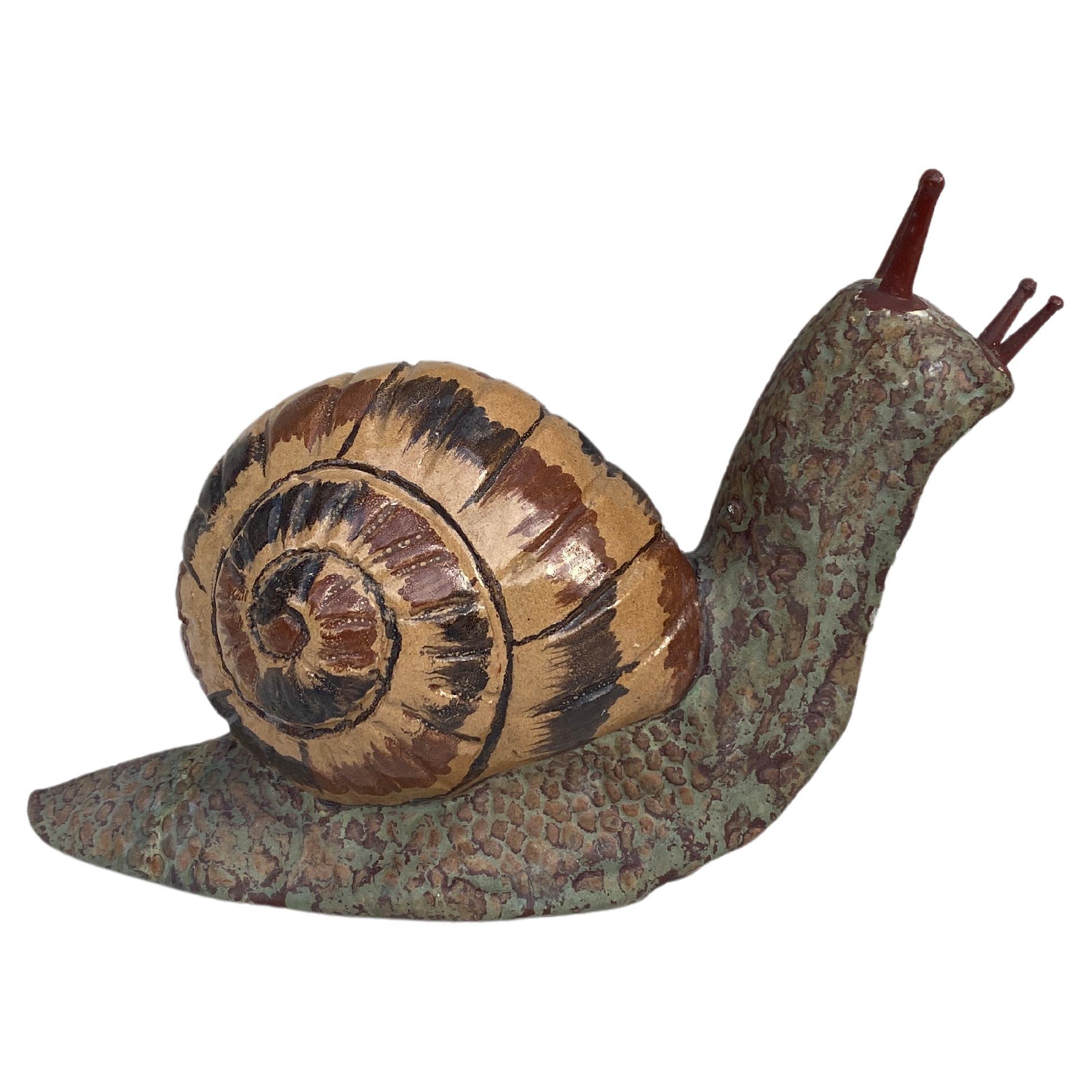 Terracotta Majolica Snail Bavent Normandy circa 1900.