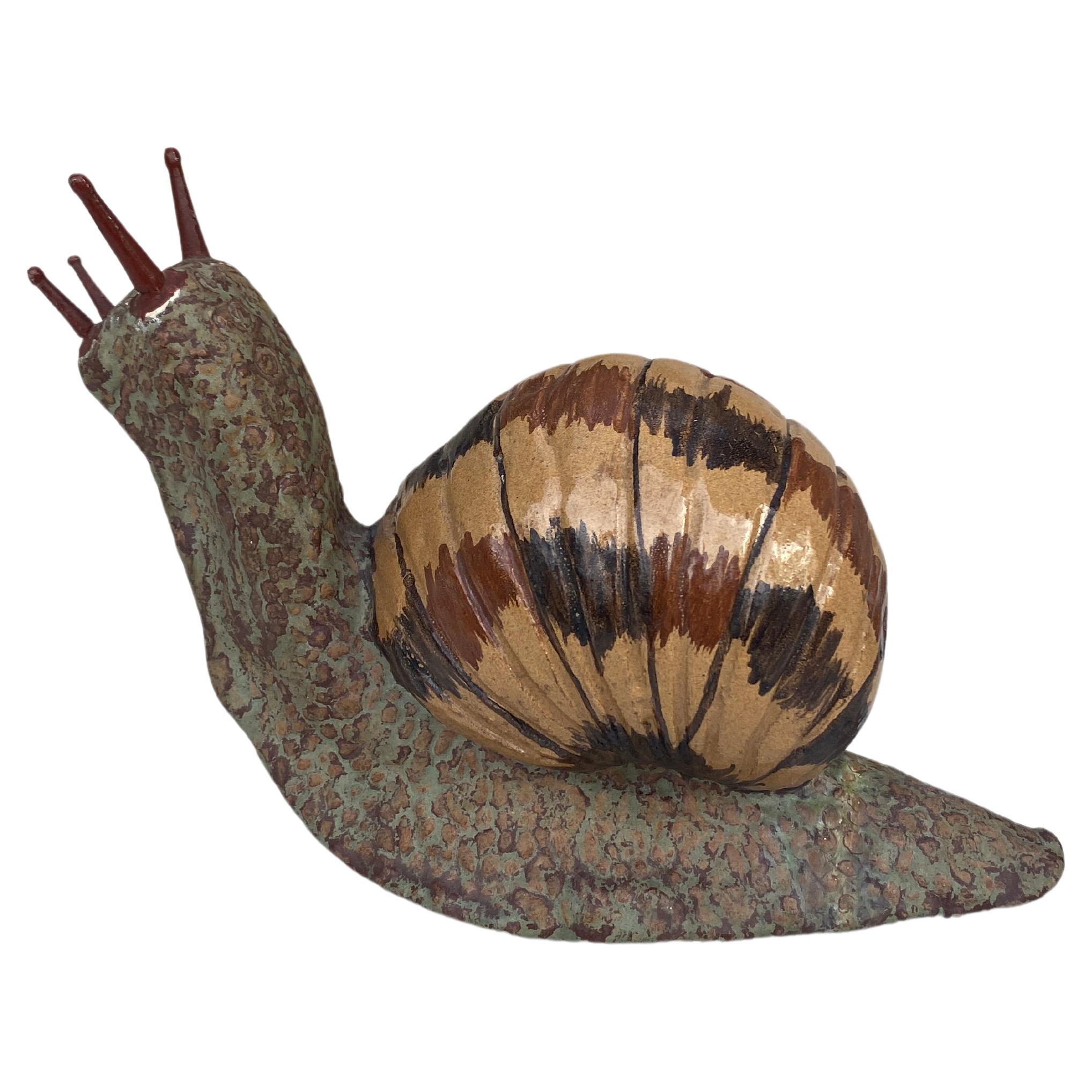 Terracotta Majolica Snail Bavent Normandy For Sale