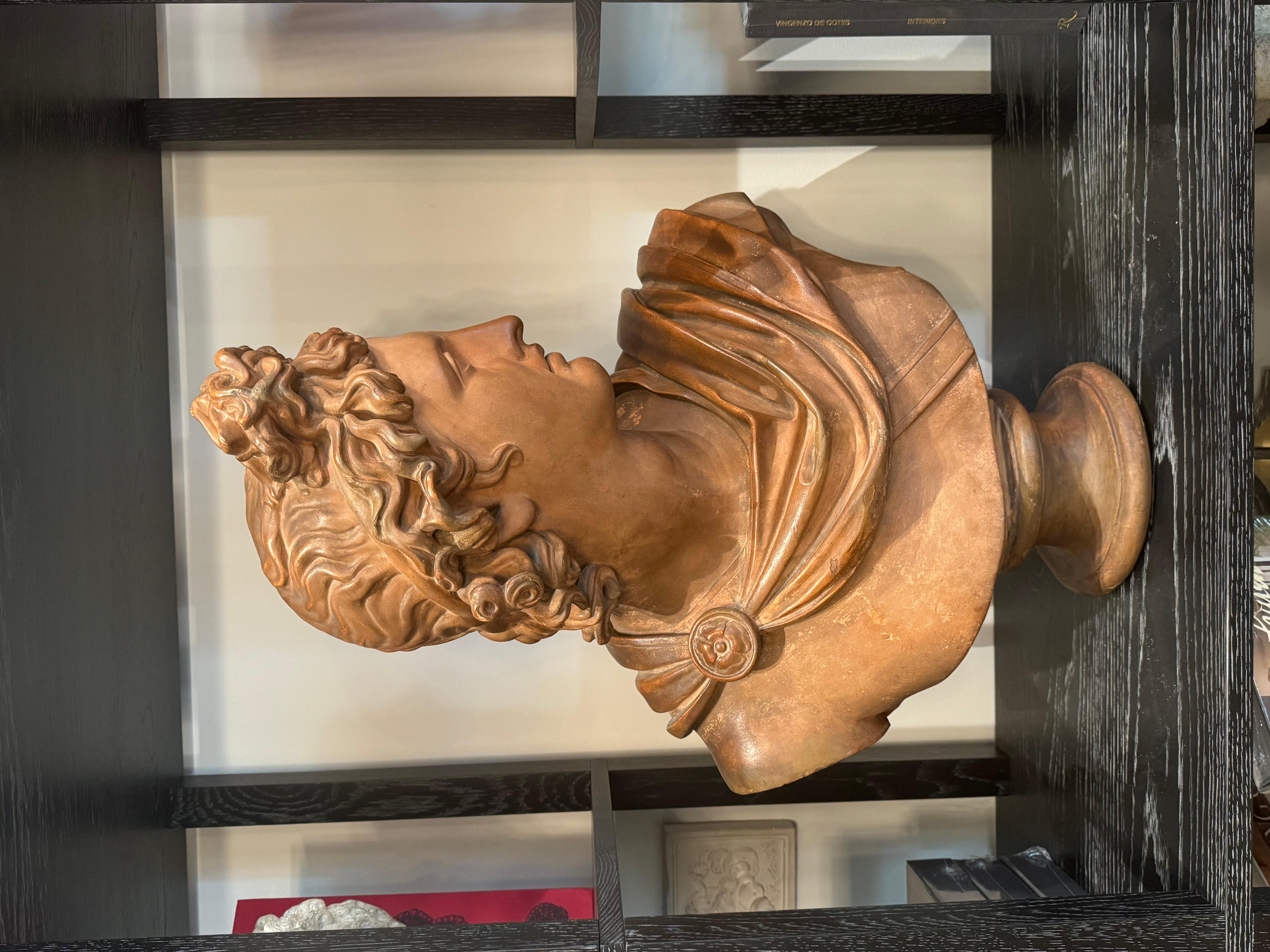 Terracotta Male Italian Bust, Circa 1870  In Excellent Condition For Sale In West Hollywood, CA