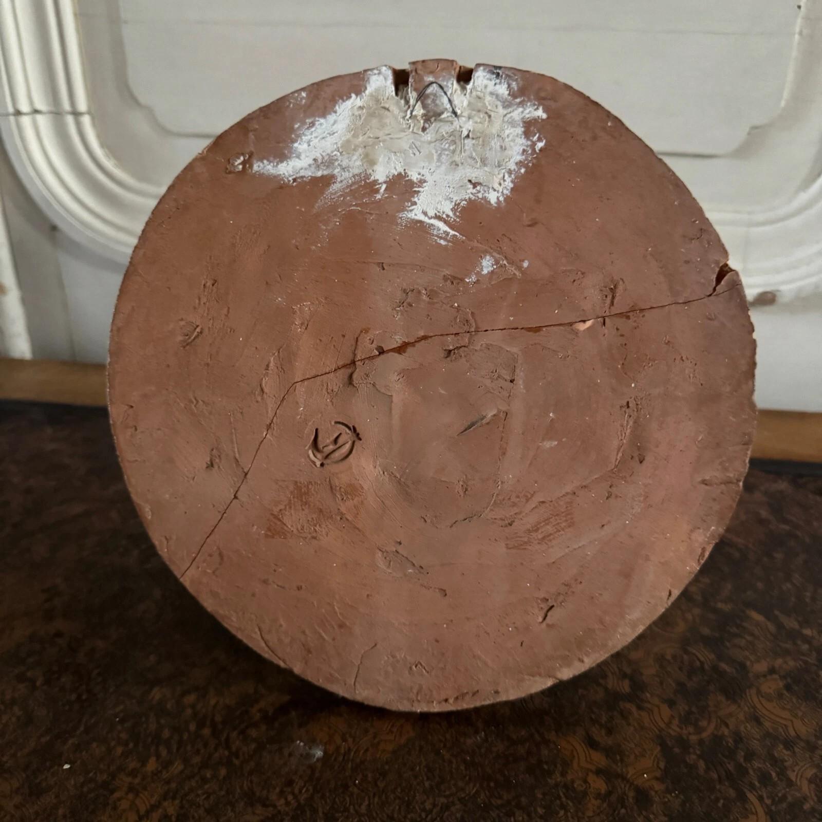 Hand-Carved Terracotta Medallion by Charles Filleul – Studio Work, 20th Century For Sale