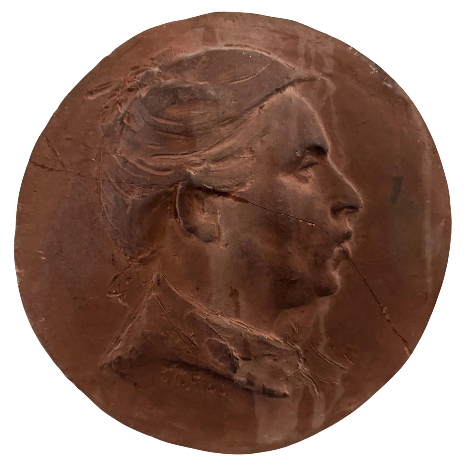 Terracotta Medallion by Charles Filleul – Studio Work, 20th Century