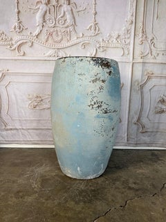 Terracotta Mediterranean Style Vessel with Pale Blue Weathered Patina