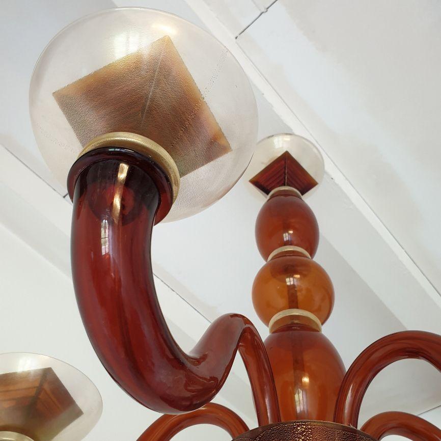 Lampadario in vetro di Murano di metà secolo in terracotta, anni '70 in vendita 4