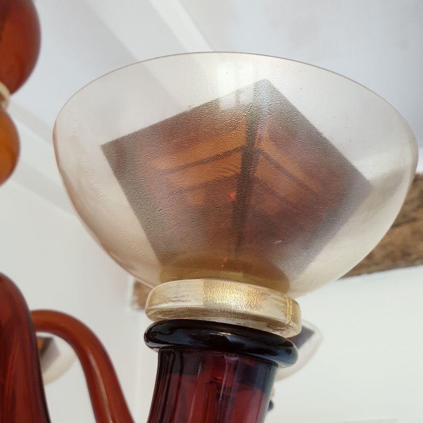 Lampadario in vetro di Murano di metà secolo in terracotta, anni '70 in vendita 6