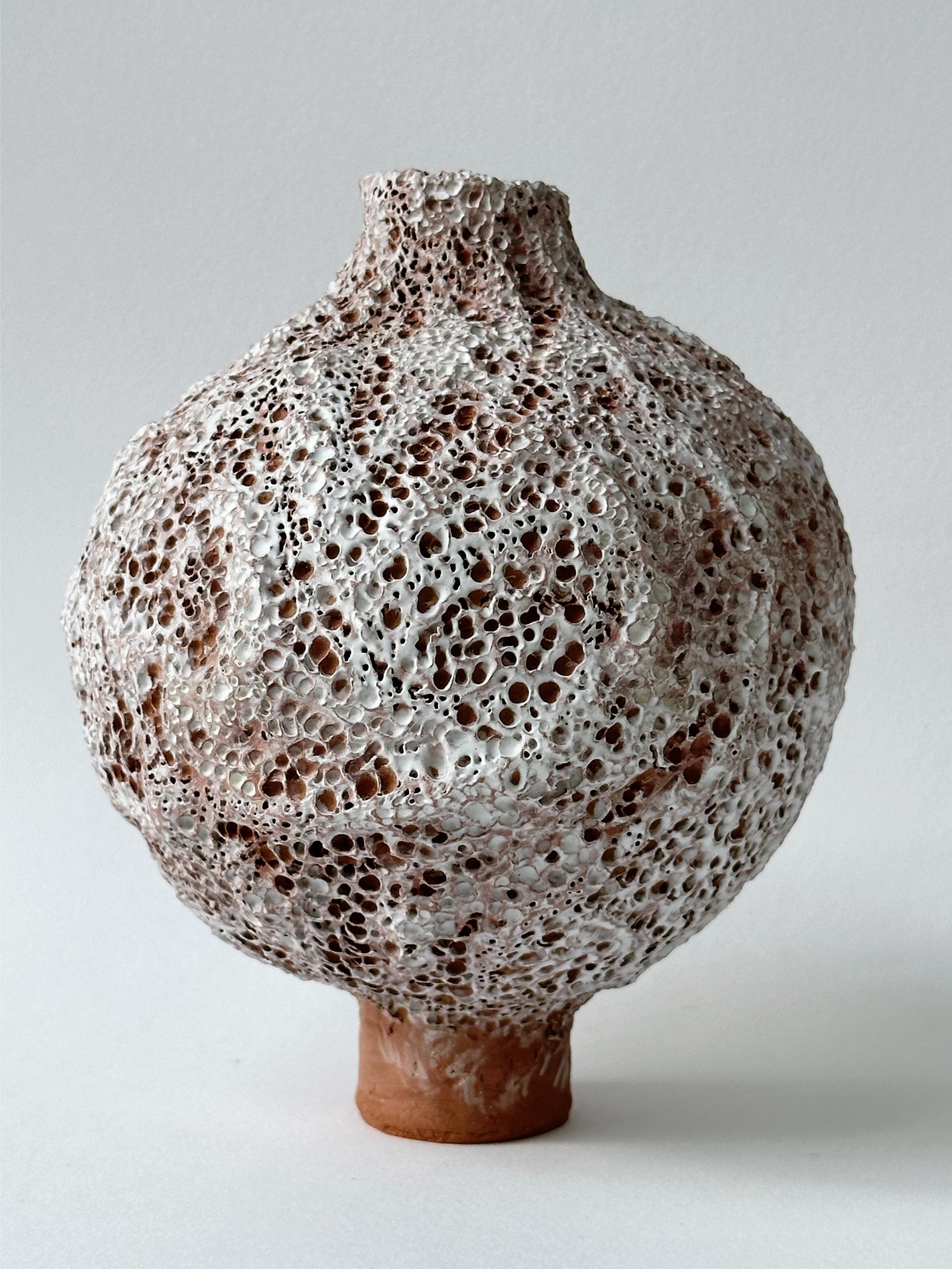 Clay Terracotta Moon Jar No 15 by Elena Vasilantonaki For Sale